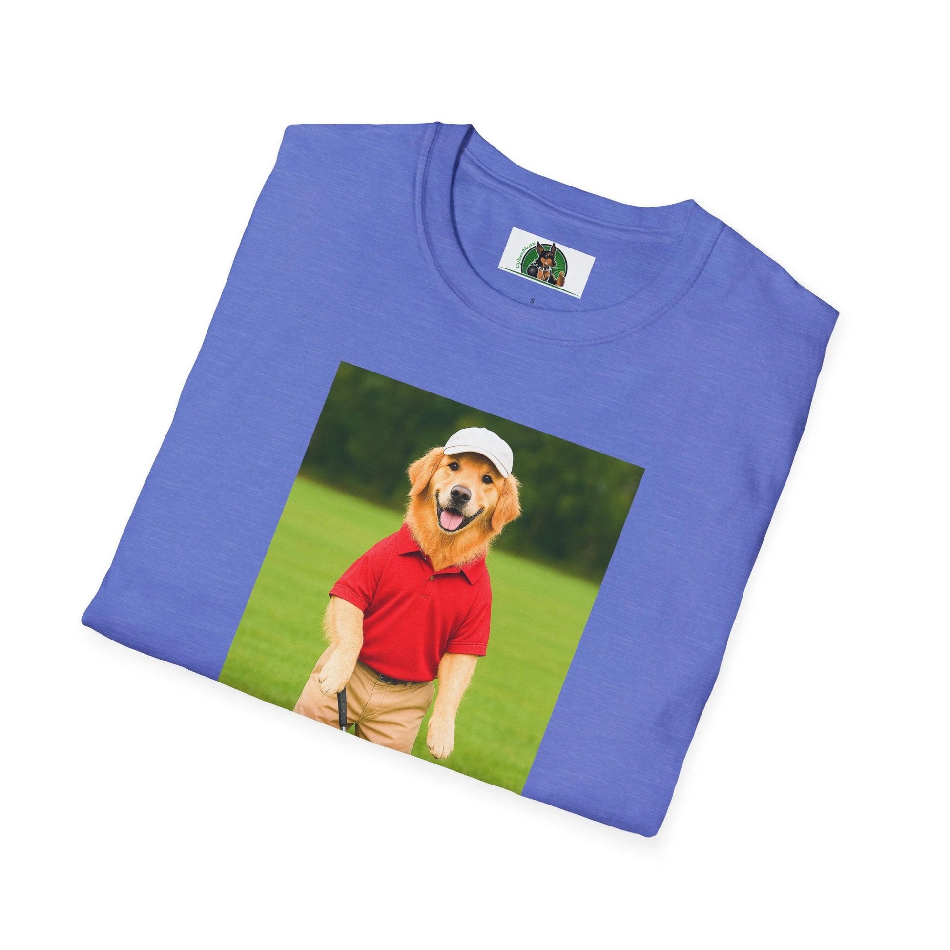 Golden Retriever Playing Golf T-Shirt — Funny Dog Golfing Sports Tee by Printify