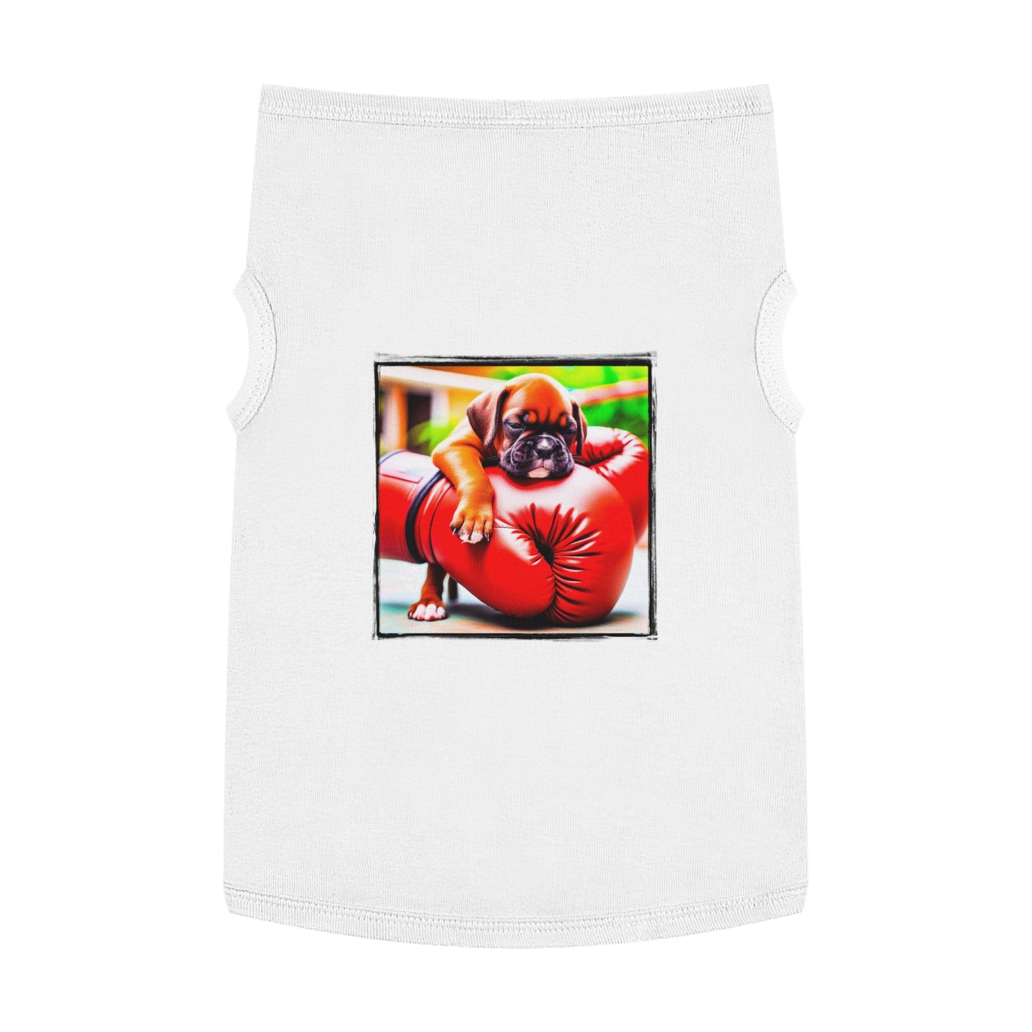 Pet Tank Top Boxer Puppy On Boxing Gloves Pets Printify XL White 