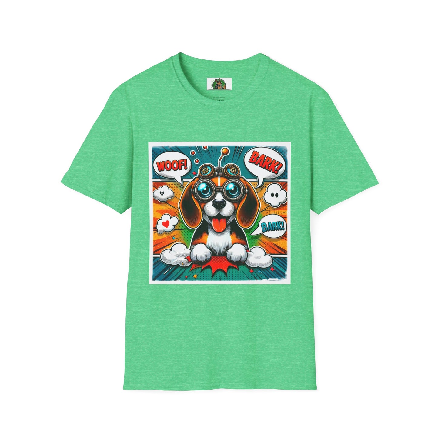 Wacky Beagle Cartoon Pop Art Dog T-Shirt Printify S Heather Irish Green 