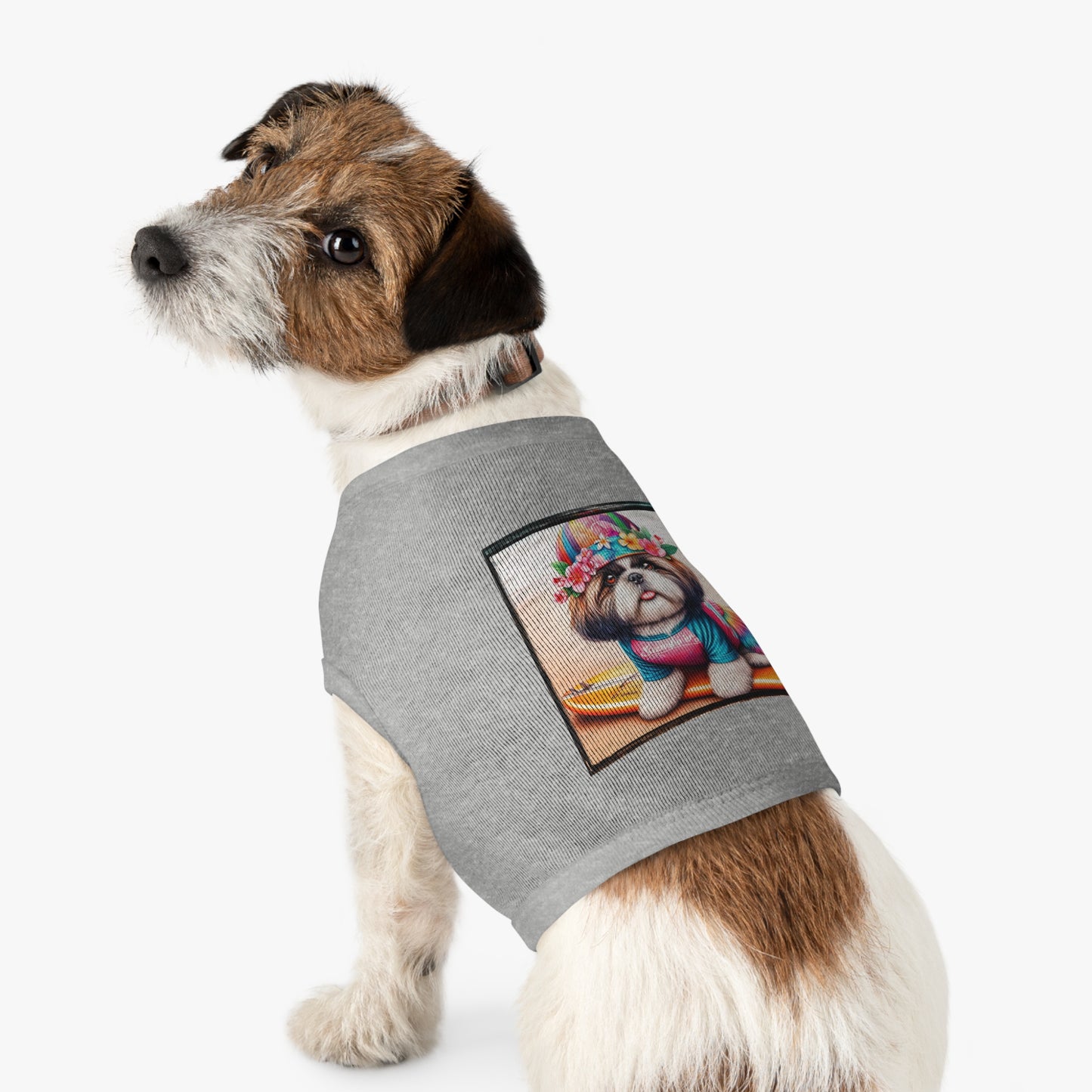 Pet Tank Top Shih Tzu surfer puppy Pets Printify