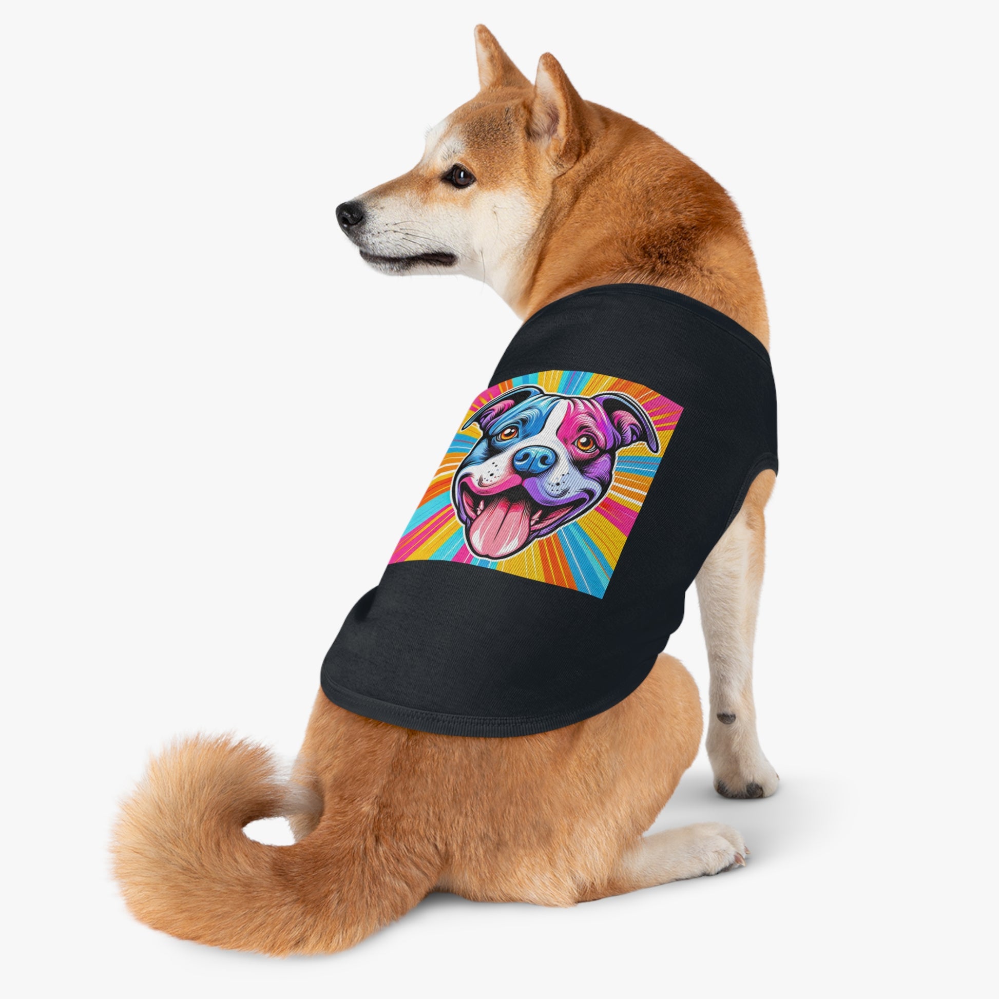 Pet Tank Top Pit Bull pink and blue shirt Pets Printify