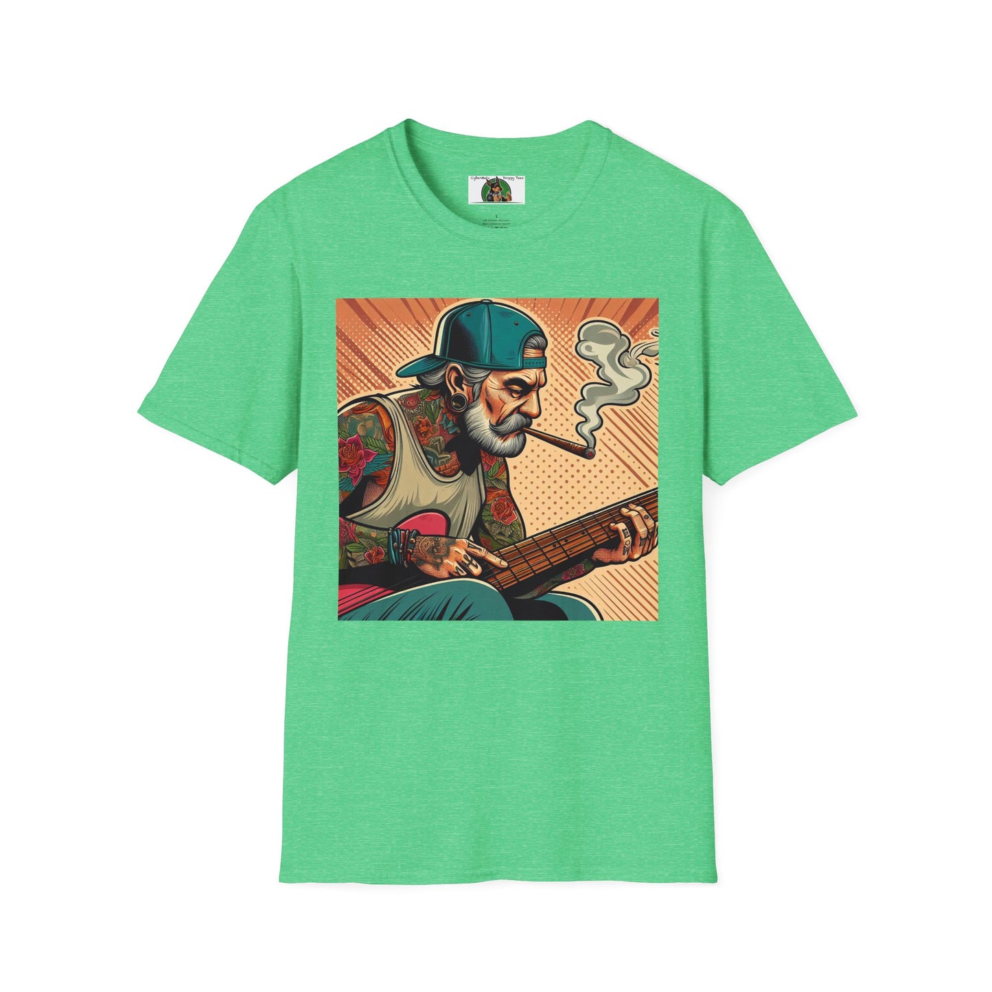 Wacky Guitar Dude T-Shirt Printify Heather Irish Green S 