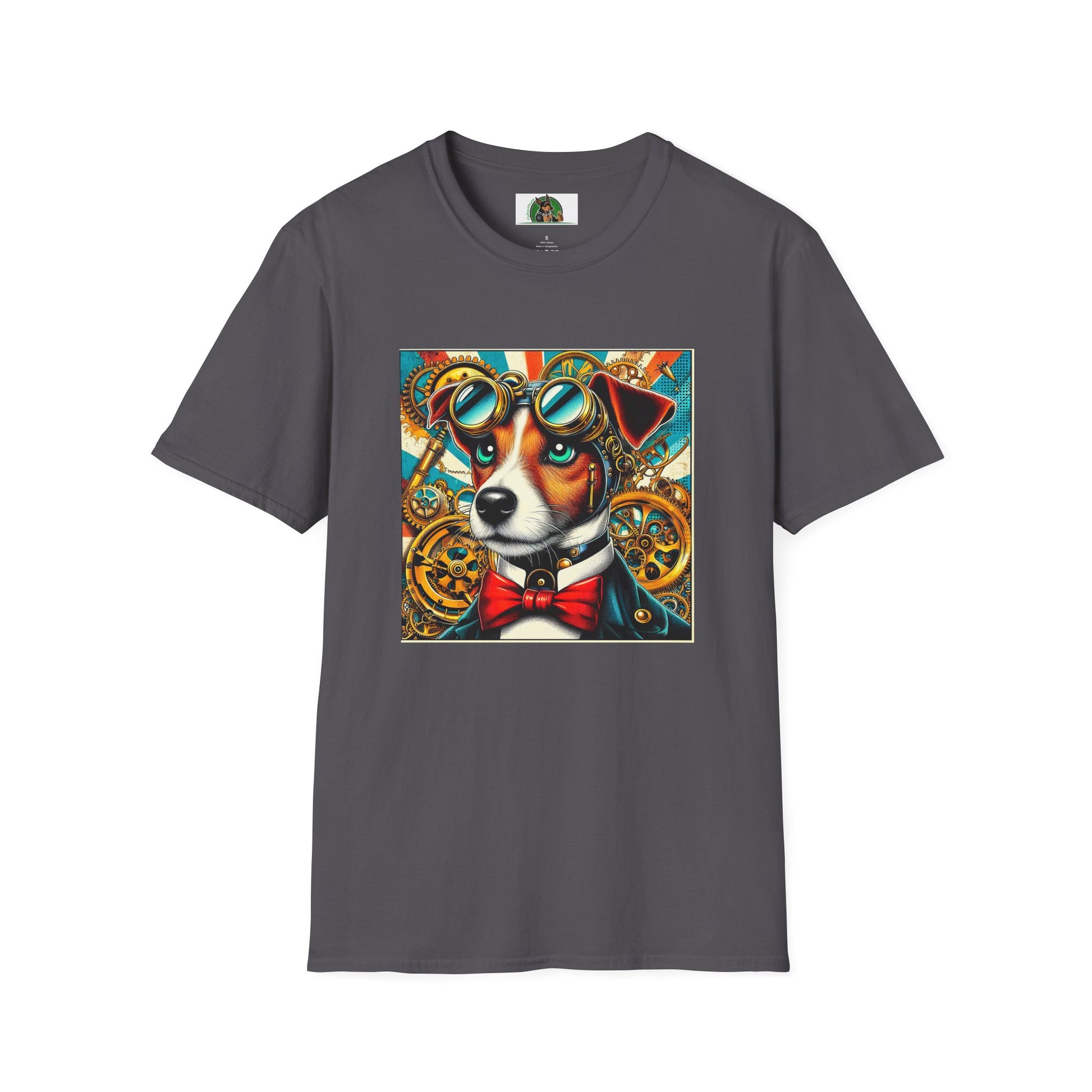 Jack Russell Steampunk T-Shirt Printify S Charcoal