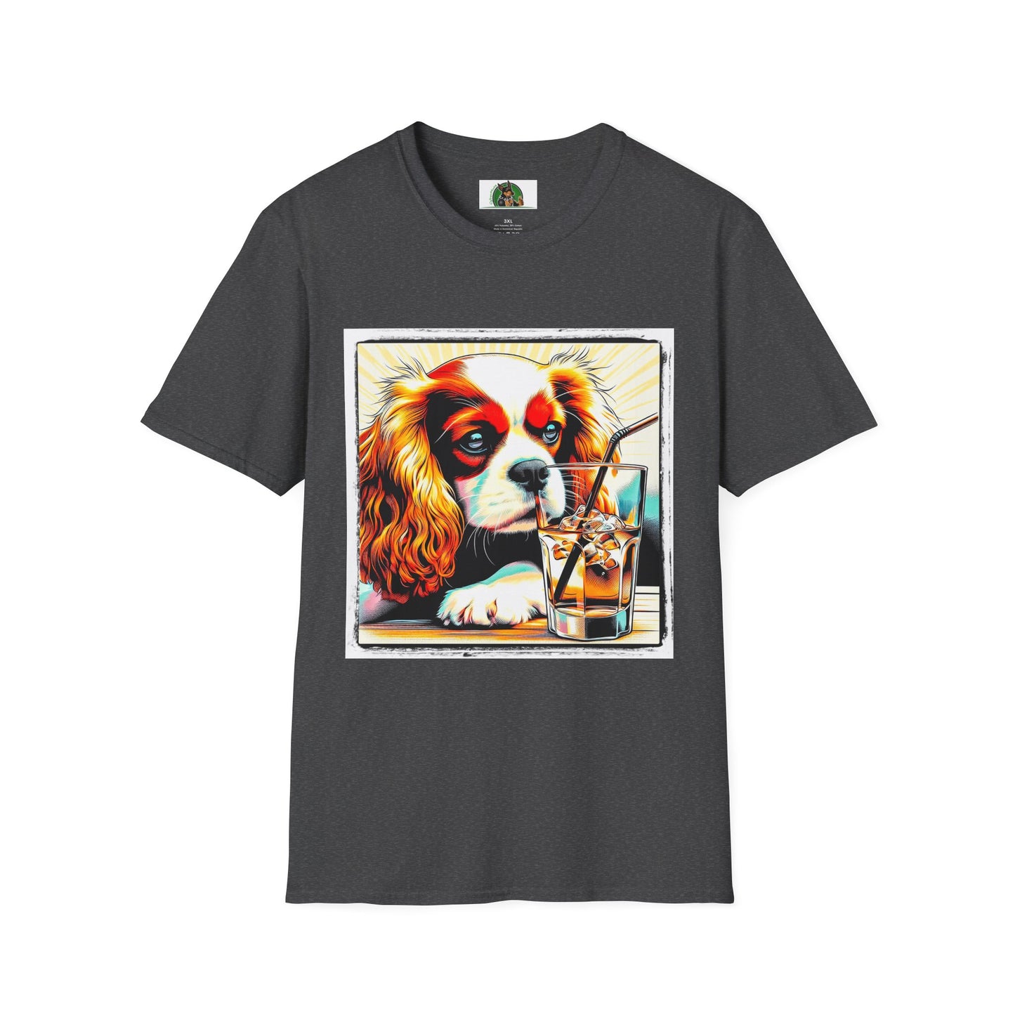 Cavalier King Charles Spaniel Sipping Tea TShirt T-Shirt Printify XS Dark Heather