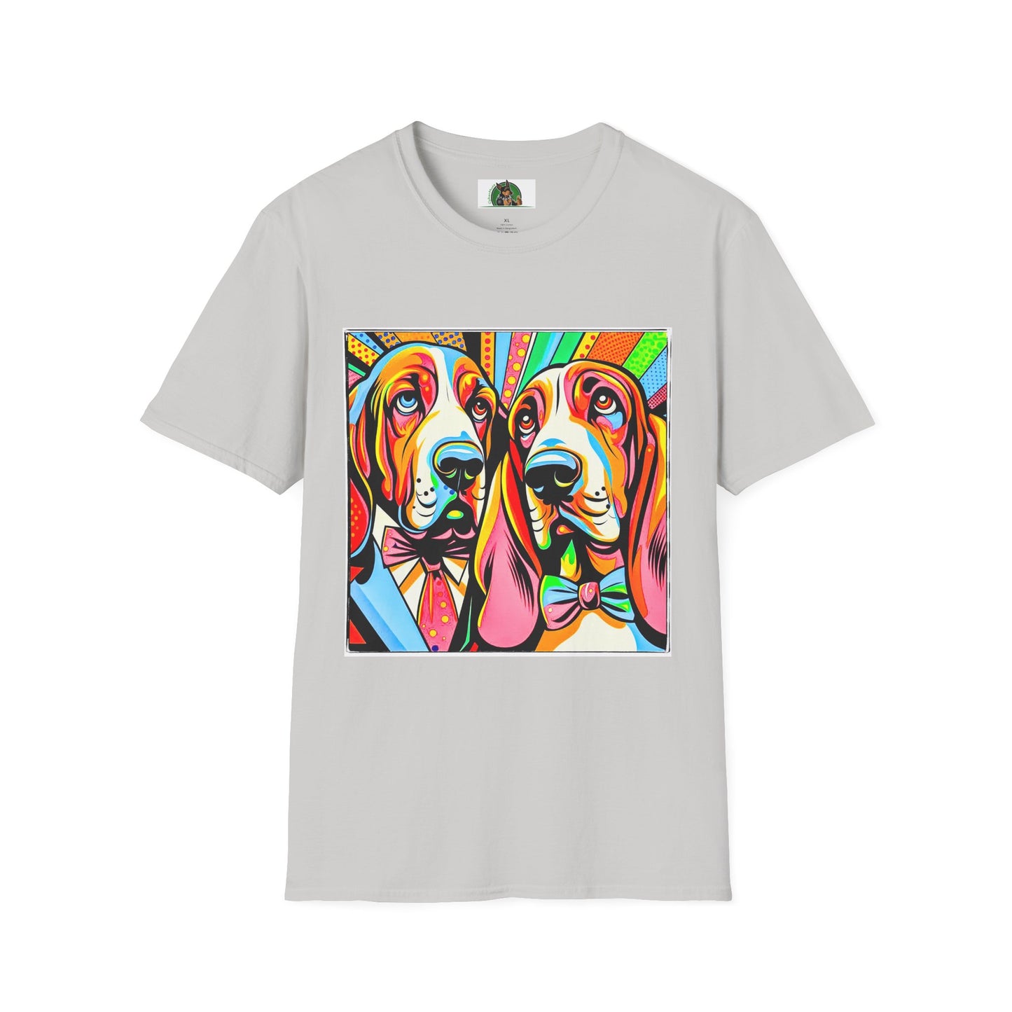 Basset Hound Boys Pop Art Pic T-Shirt Printify S Ice Grey