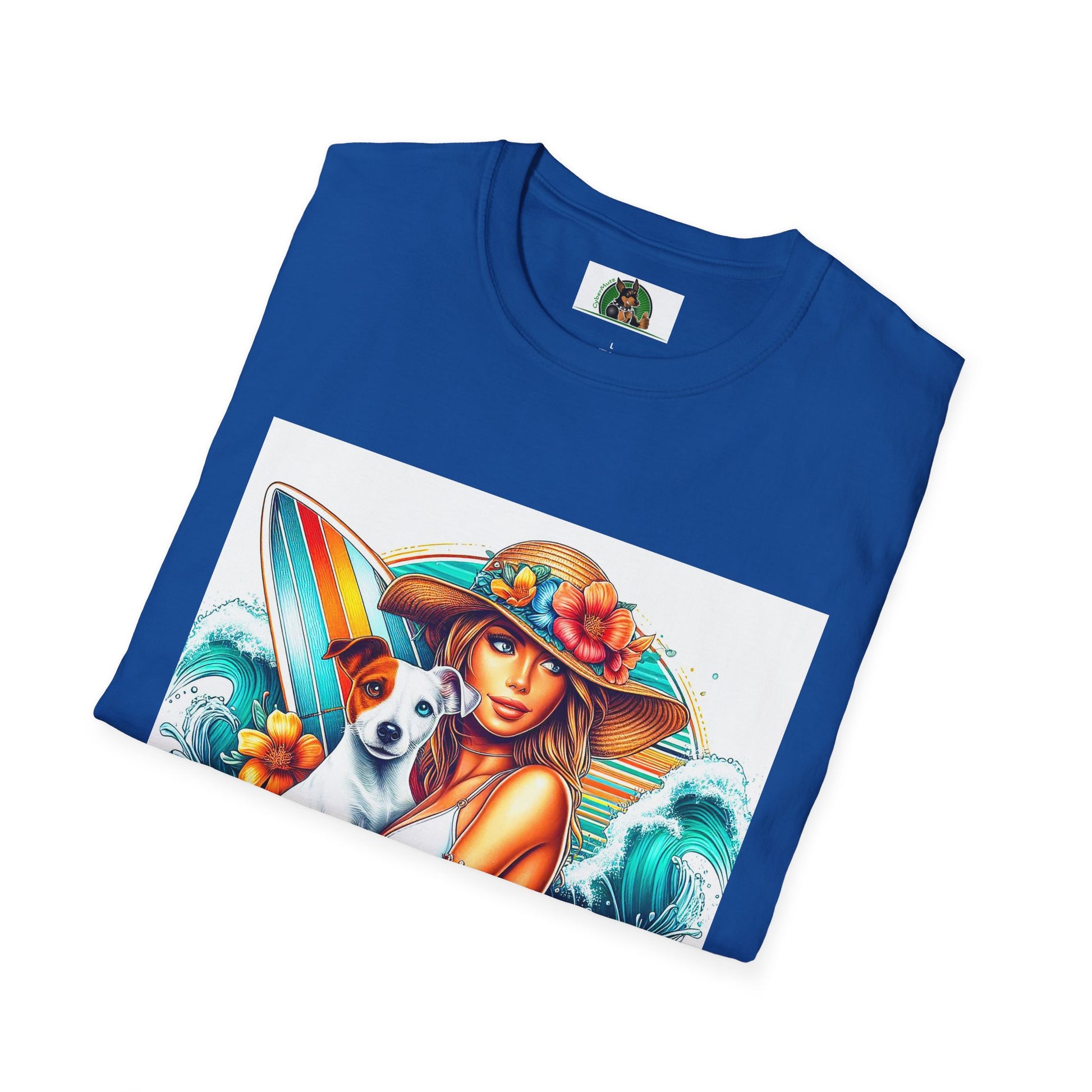 Jack Russell W/Beach Girl T-Shirt Printify