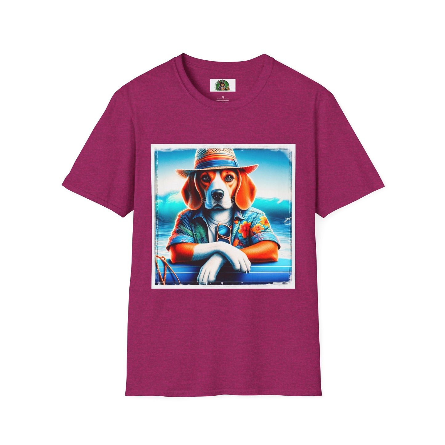 Beagle Wearing Summer Shirt And Hat T-Shirt Printify S Antique Heliconia 