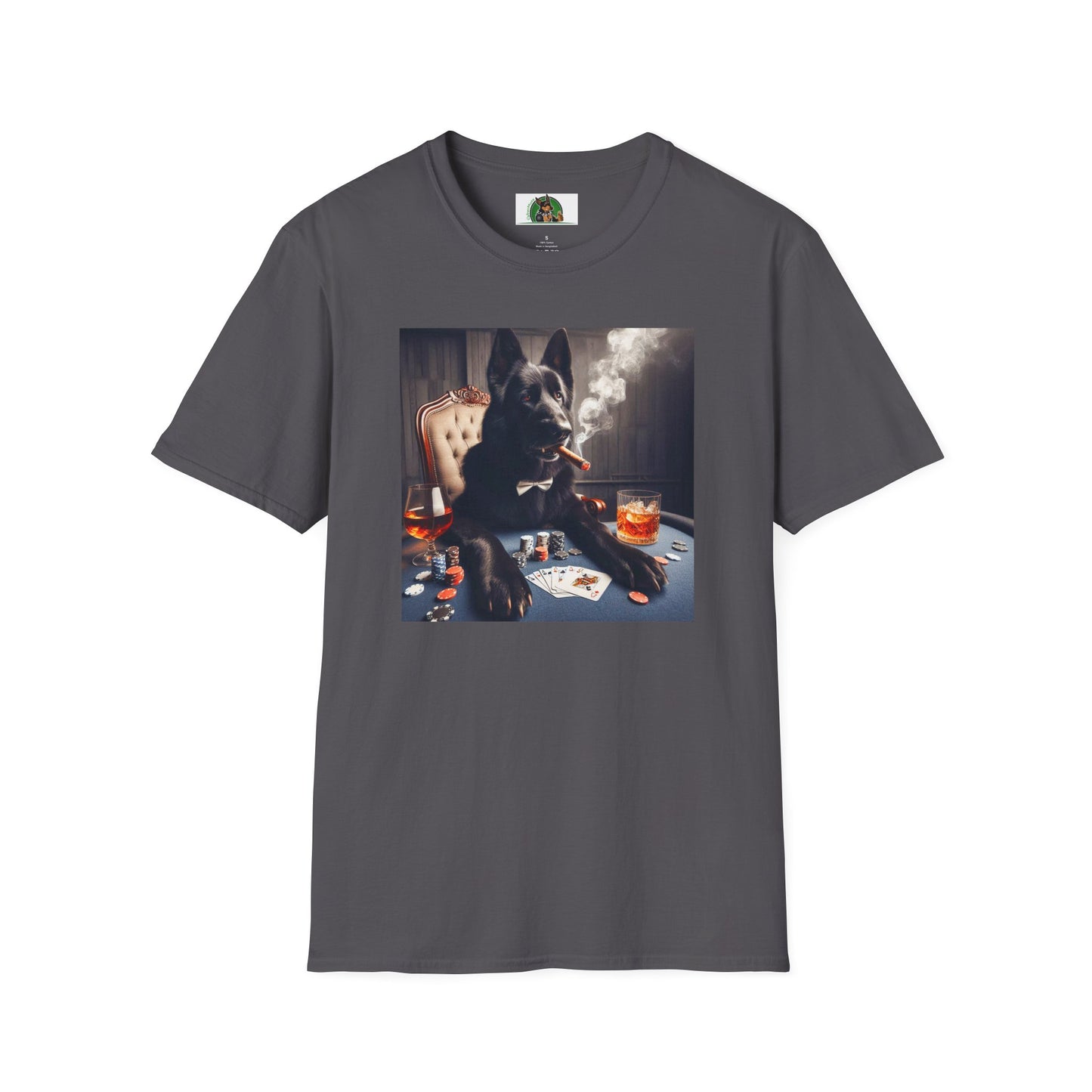 German Shepherd playing poker shirt T-Shirt Printify Charcoal S