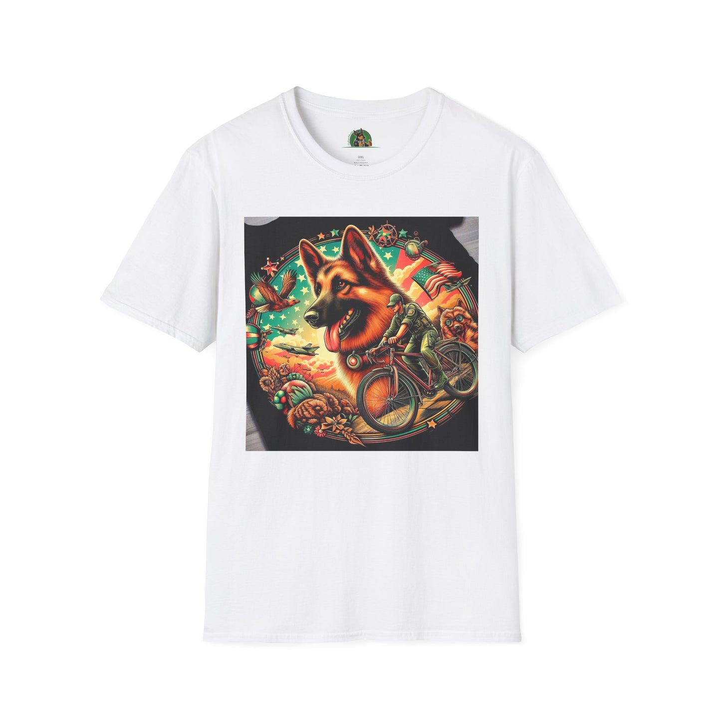 German Shepherd happy boy T-Shirt Printify White S