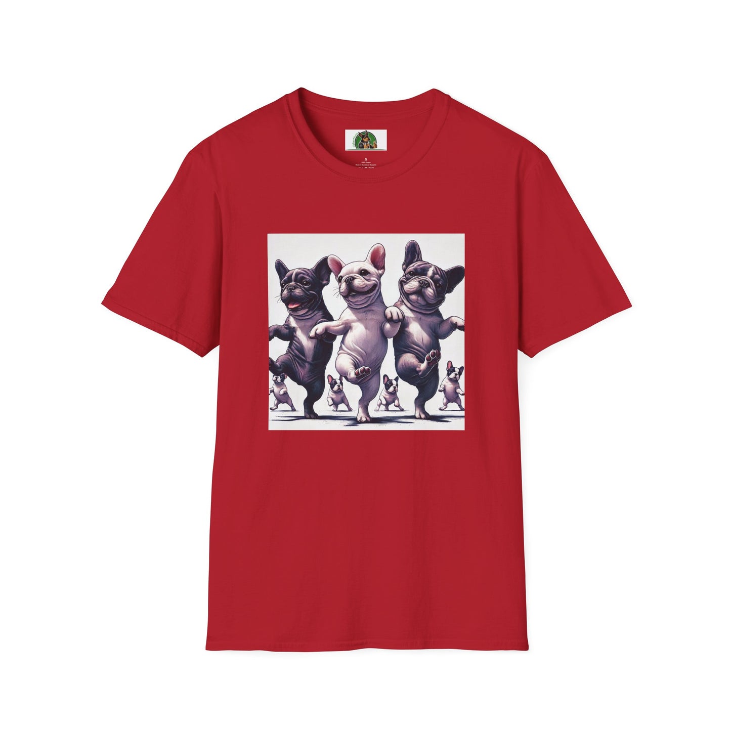 French Bulldogs Dancing Unisex T-Shirt T-Shirt Printify S Cherry Red