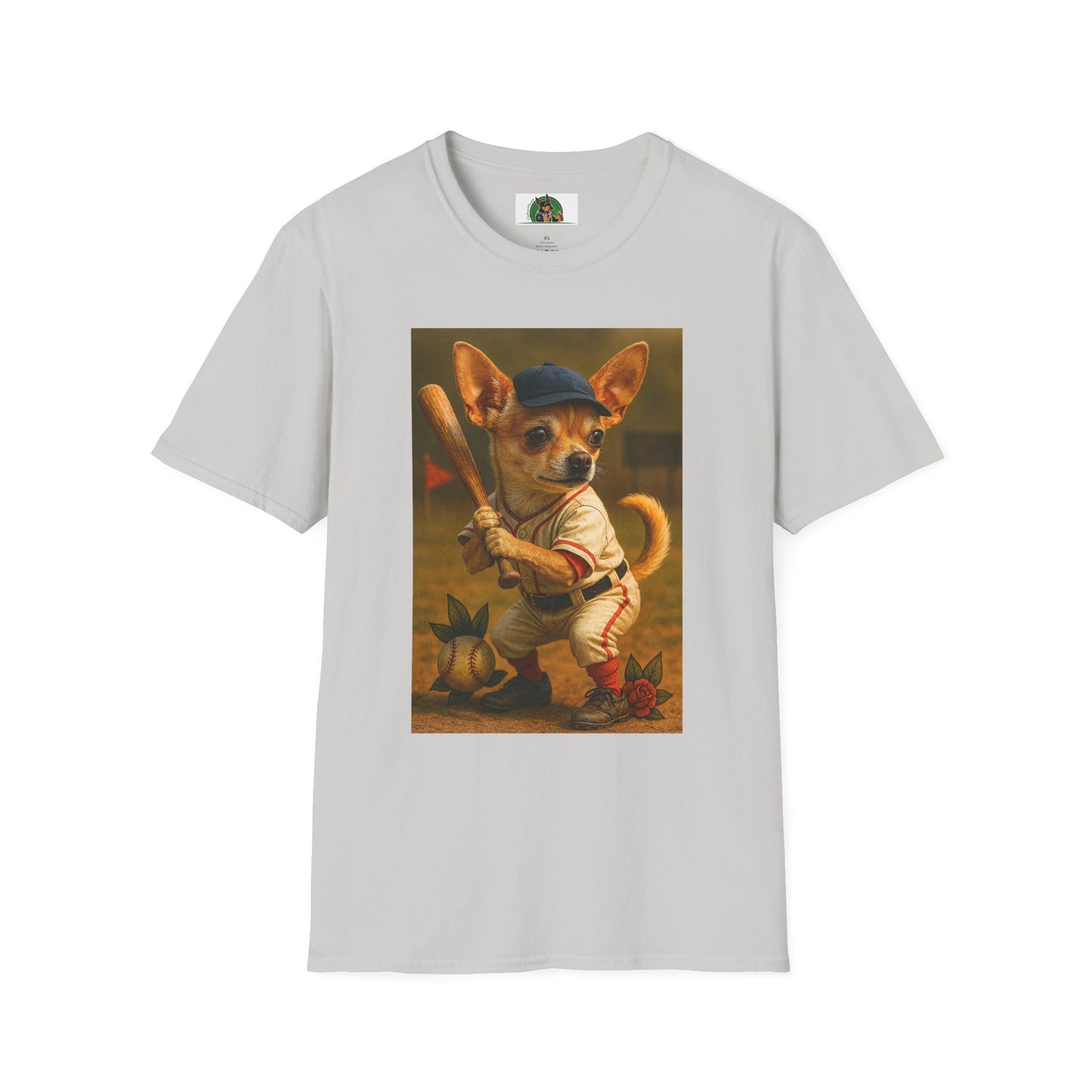 Chihuahua Baseball T-Shirt Sports T-Shirt Printify Ice Grey S