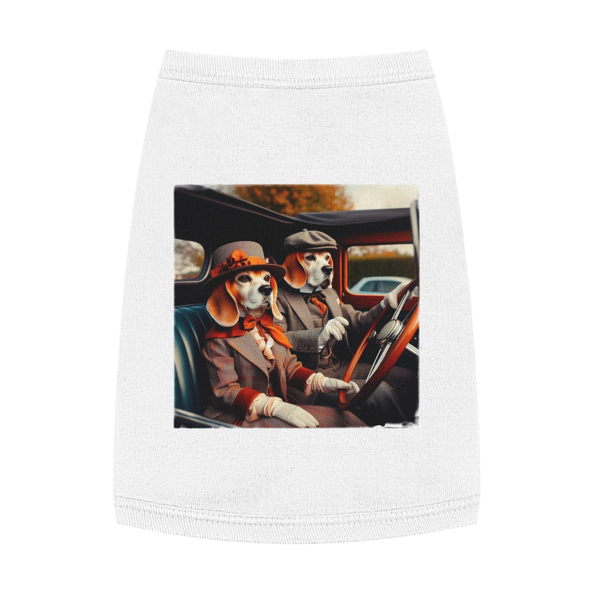 Pet Tank Top Wacky Beagle Dog Couple In Old Car Pets Printify   