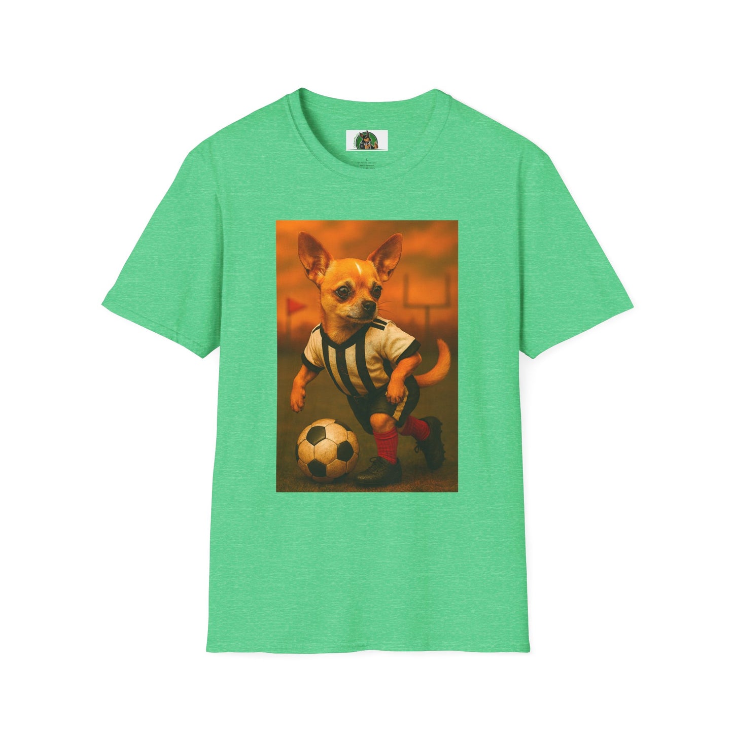 Chihuahua Soccer T-Shirt Sports T-Shirt Printify Heather Irish Green S