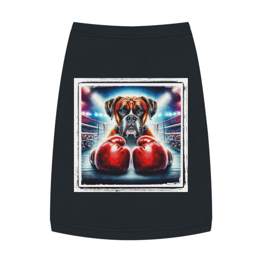 Pet Tank Top Boxer Dog Wearing Boxing Gloves Pets Printify M Black 