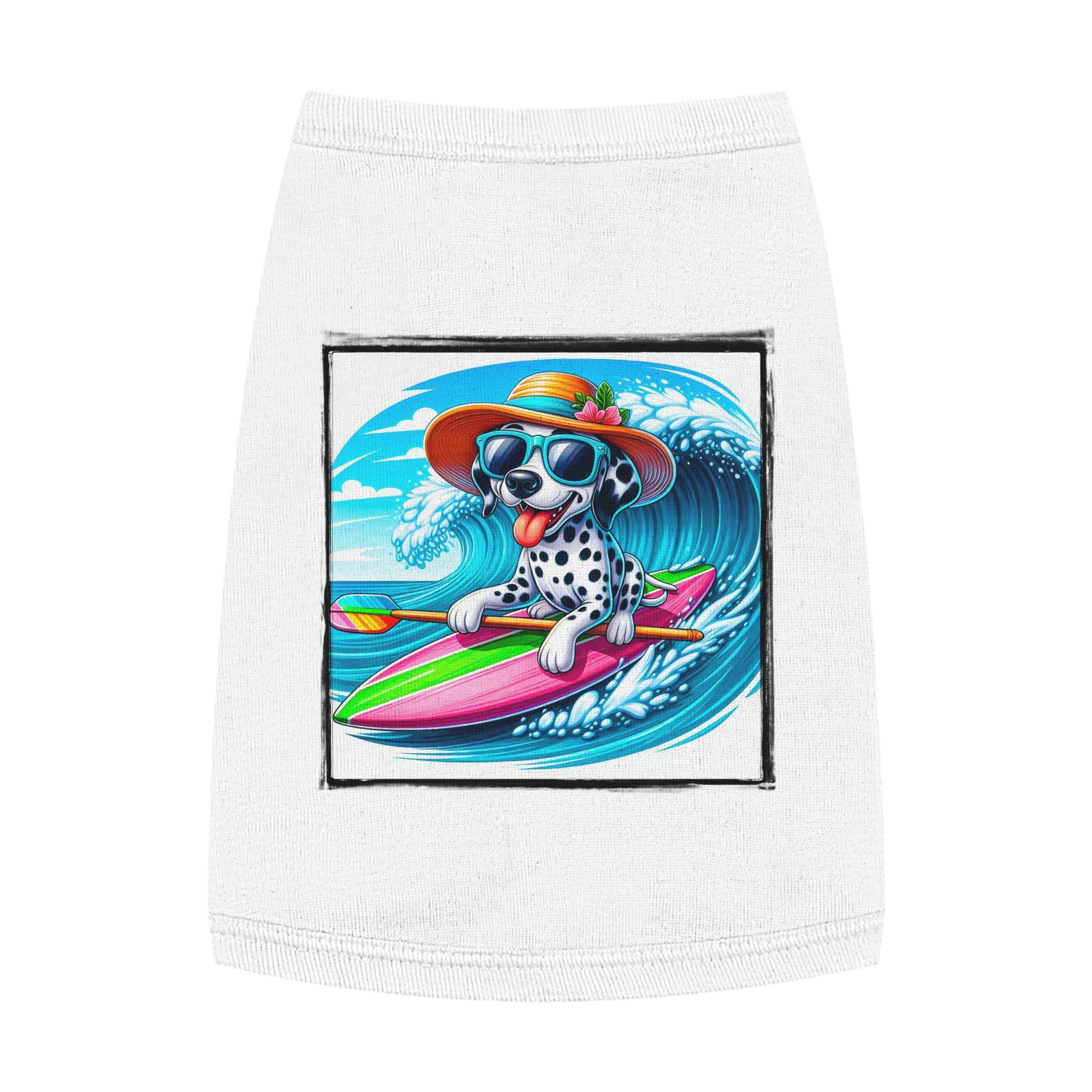 Pet Tank Top Dalmatian surfing t shirt Pets Printify