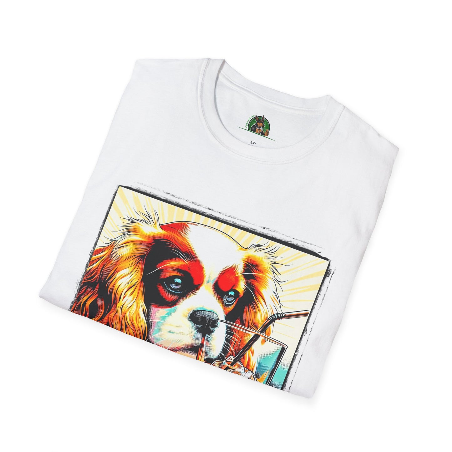 Cavalier King Charles Spaniel Sipping Tea TShirt T-Shirt Printify