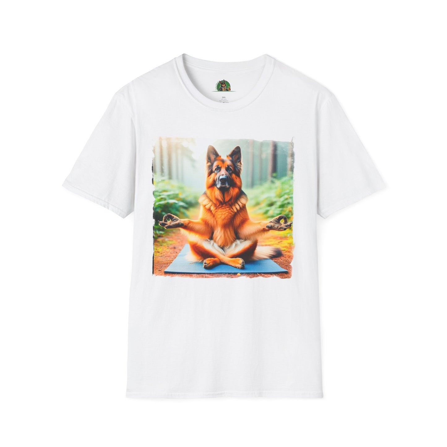 German Shepherd yoga and meditation shift T-Shirt Printify White S