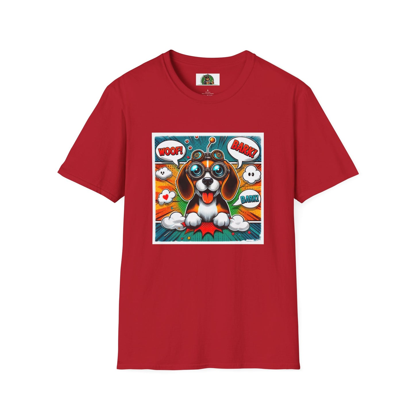 Wacky Beagle Cartoon Pop Art Dog T-Shirt Printify S Cherry Red 