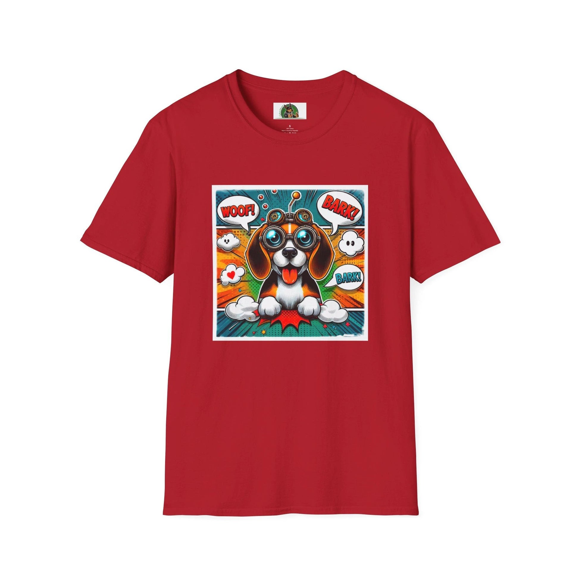 Wacky Beagle Cartoon Pop Art Dog Design Gift For Beagle Lovers And Dog Enthusiasts T-Shirt Printify S Cherry Red
