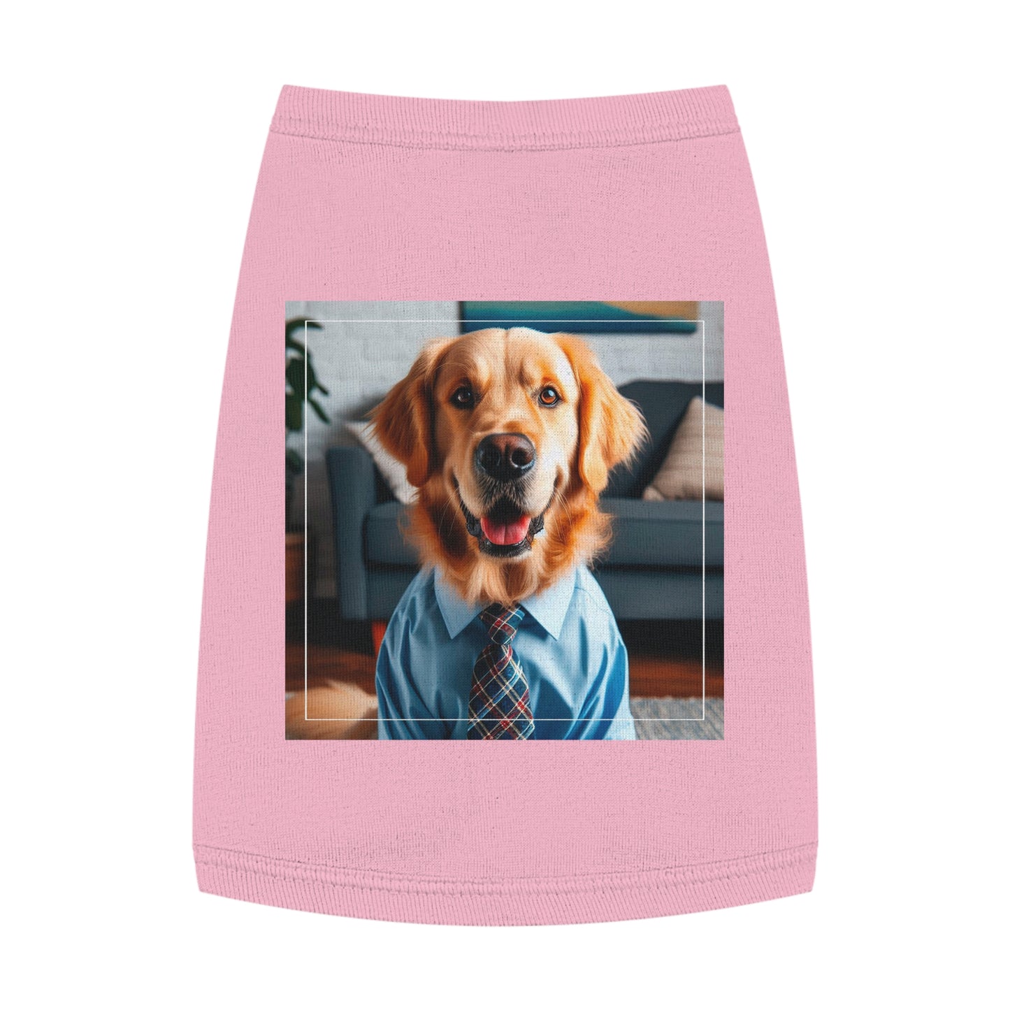 Golden Retriever suit and tie tsnk top Pets Printify M Pink