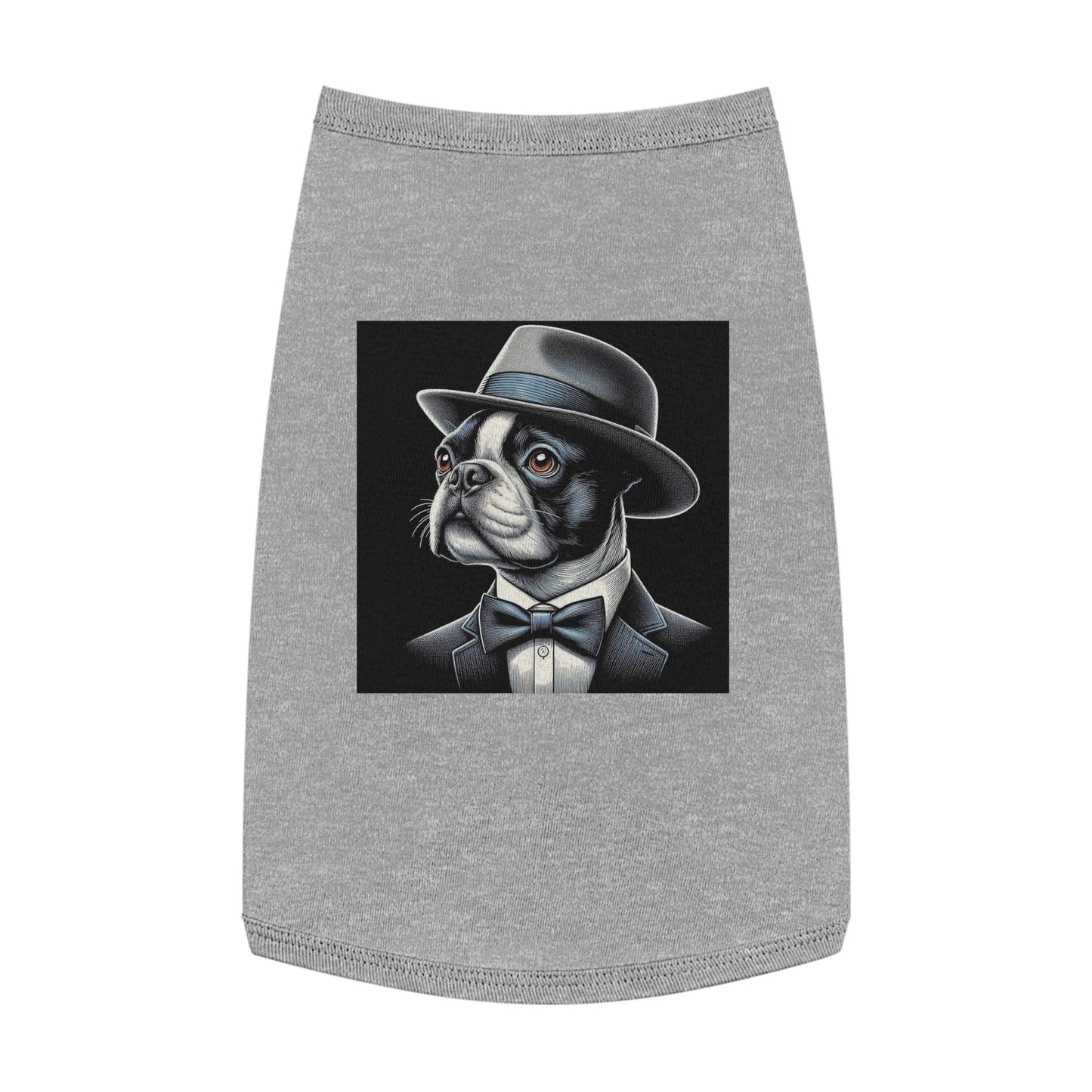 Dog Tank Top Boston Terrier Dog In Top Hat Pets Printify L Heather 