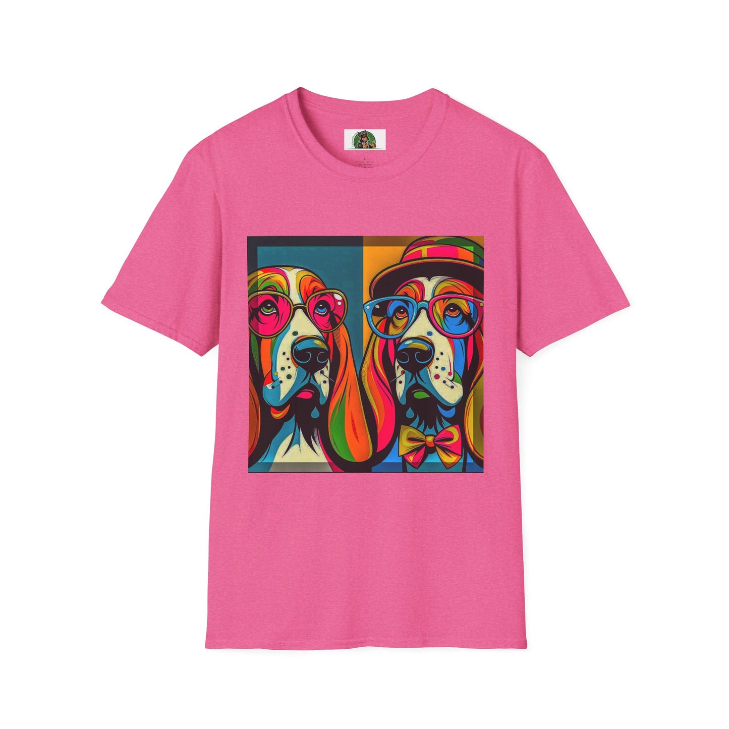 Basset Hound Couple Pop Art Pic T-Shirt Printify S Heather Heliconia