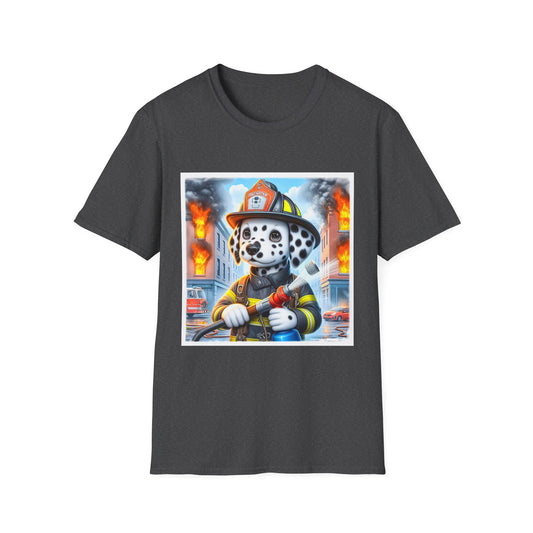 Dalmatian baby fireman t shirt T-Shirt Printify XS Dark Heather