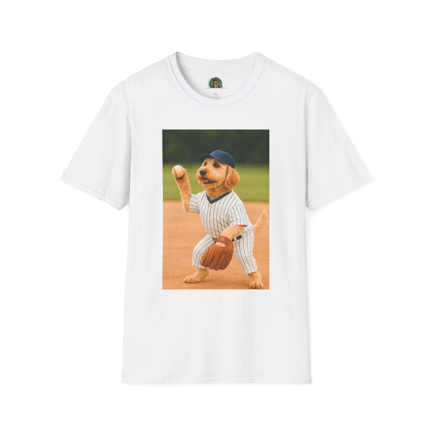 Sports Golden doodle Playing Baseball T-Shirt T-Shirt Printify White S