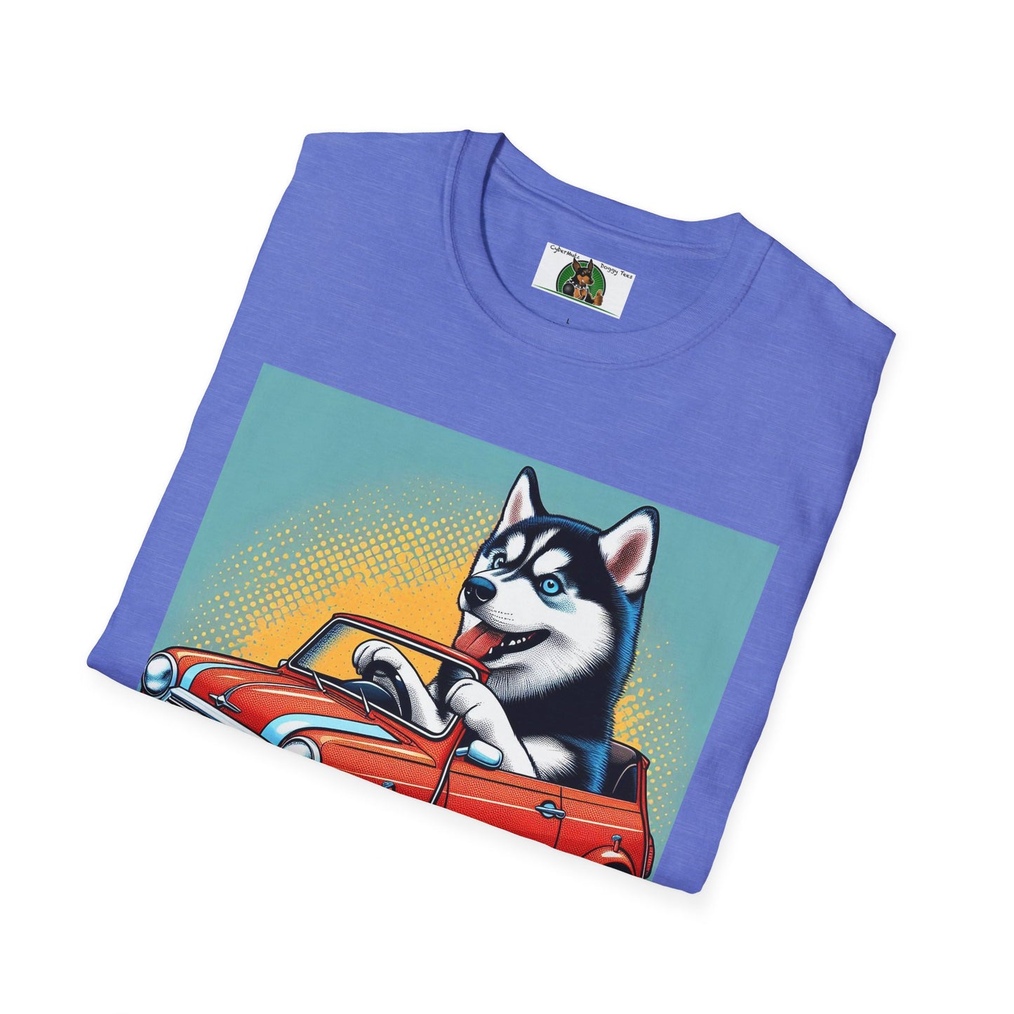 Husky in a Wacky Little Car T-Shirt Printify   