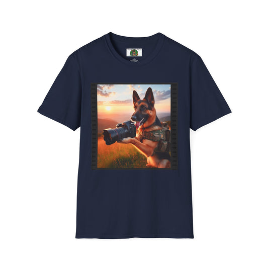 German Shepherd Dog Photographer Unisex Softstyle T-Shirt T-Shirt Printify S Navy 