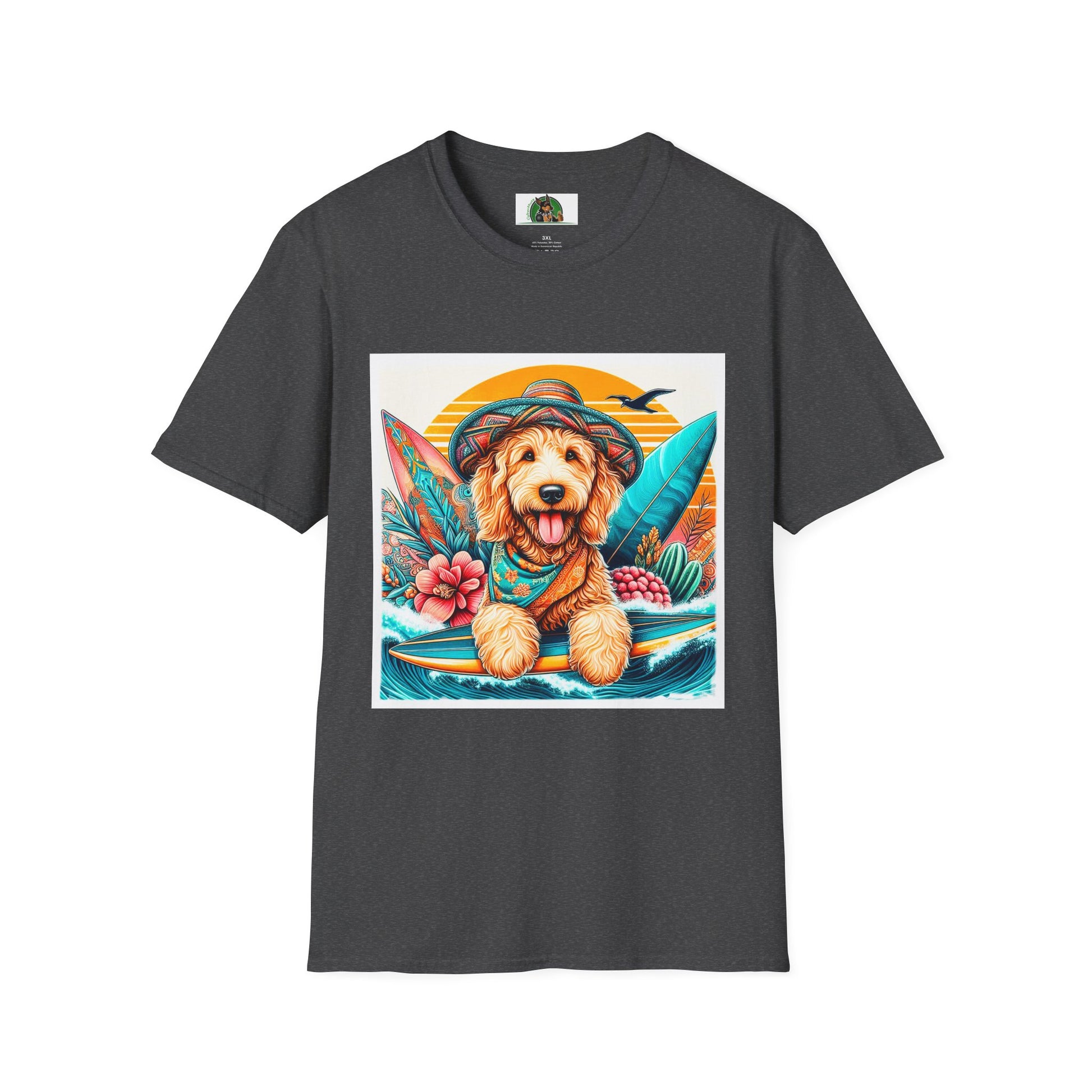 Golden Doodle blue waves shirt T-Shirt Printify XS Dark Heather