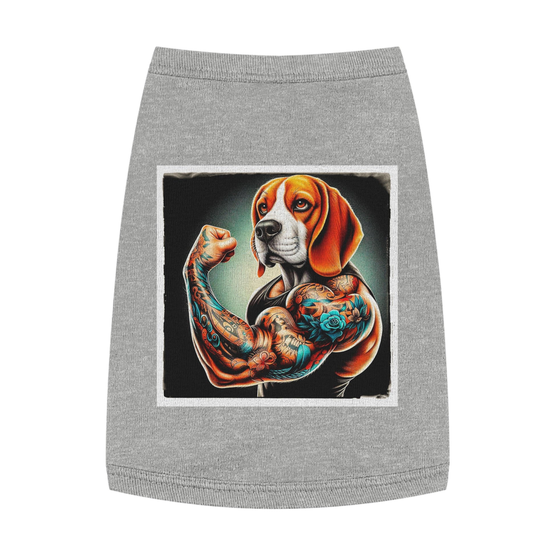 Pet Tank Top Beagle Flexing Pets Printify M Heather 