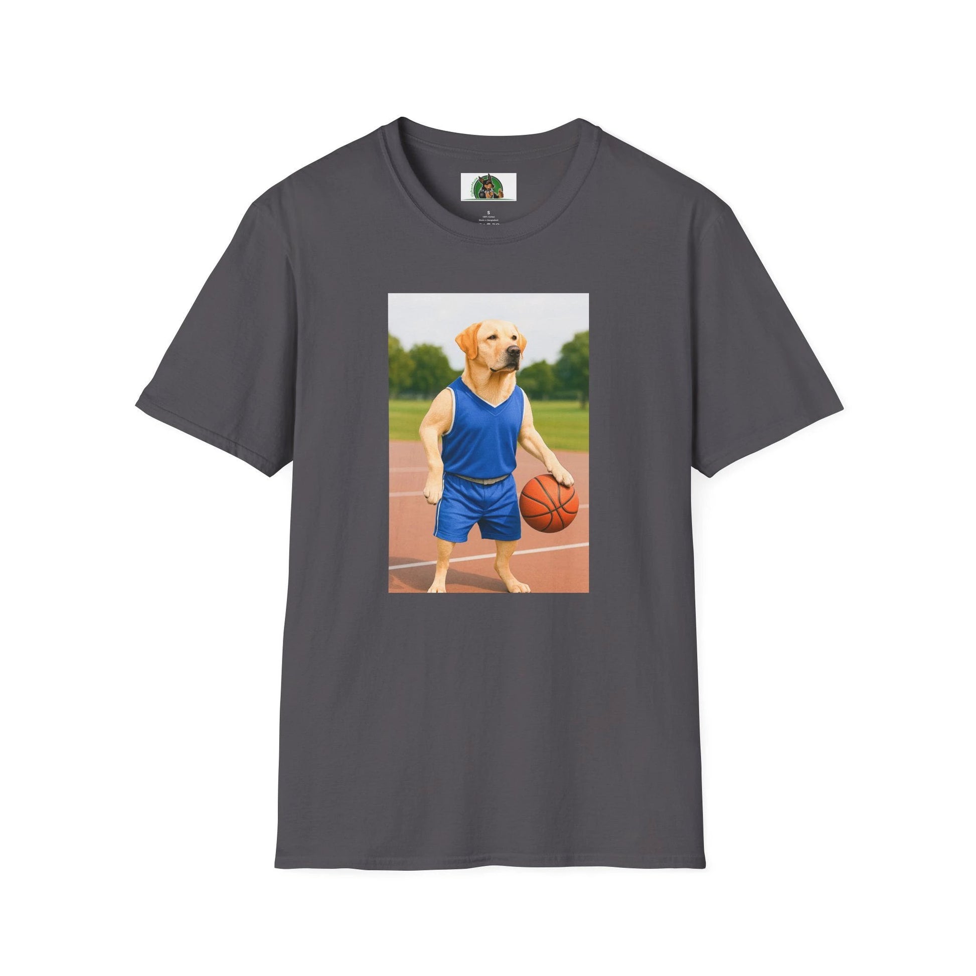 Labrador Retriever Basketball Tee — Dog Lover Sports T-Shirt T-Shirt Printify Charcoal S