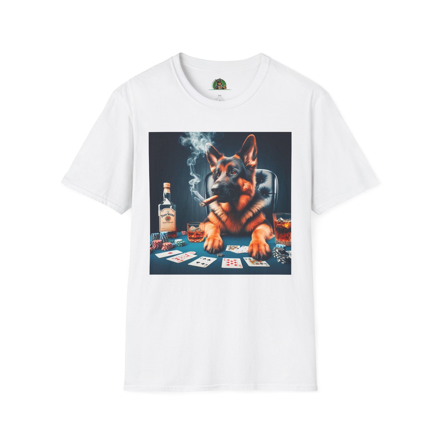 German Shepherd poker T-Shirt Printify White S