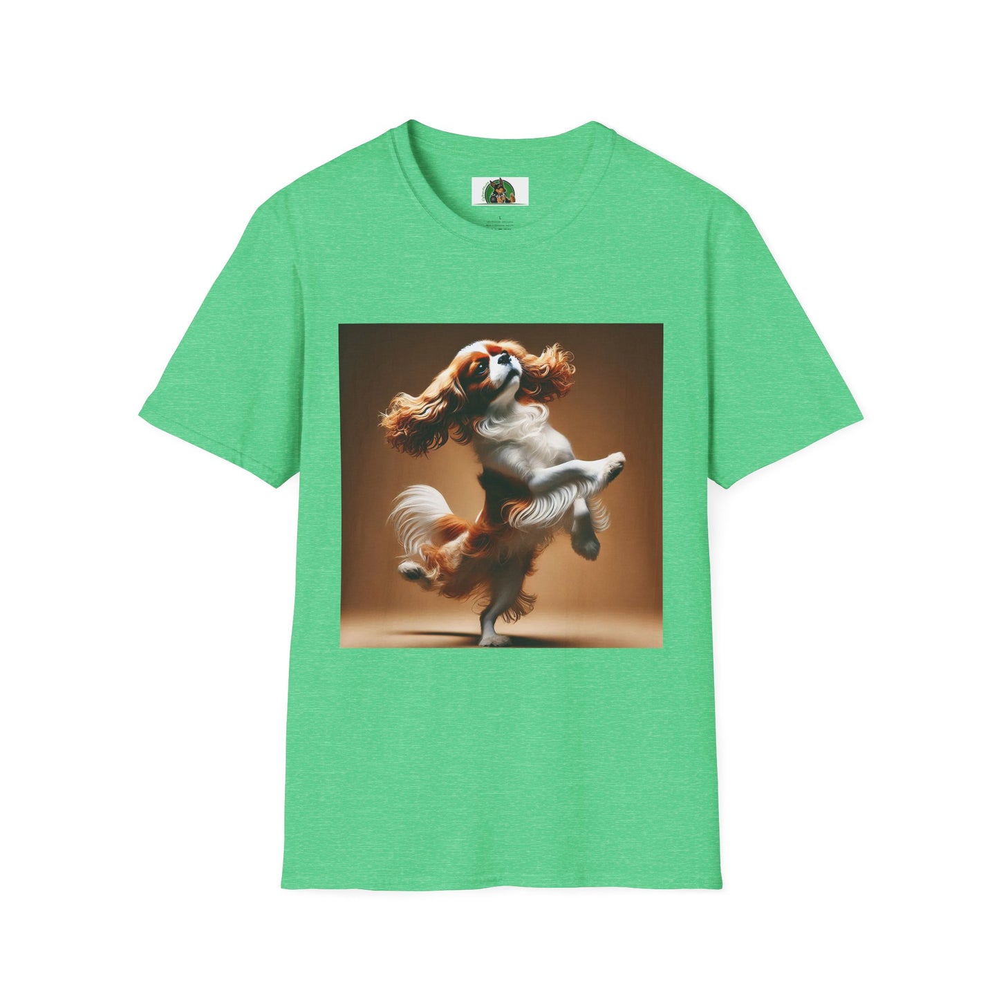 Dog Lover T-Shirt - Dancing Dog Cavalier King Charles Spaniel T-Shirt Printify S Heather Irish Green