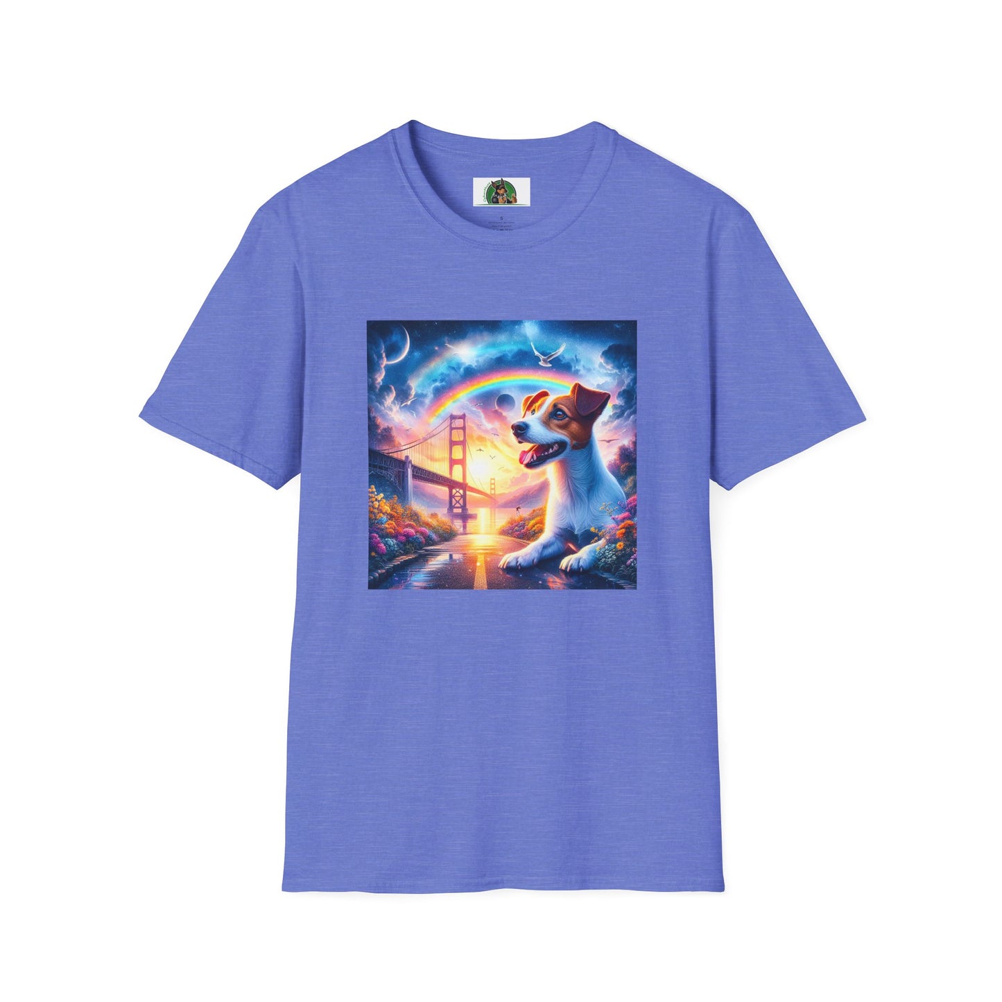 Jack Russell Moon And Dove Rainbow Bridge T-Shirt Printify S Heather Royal