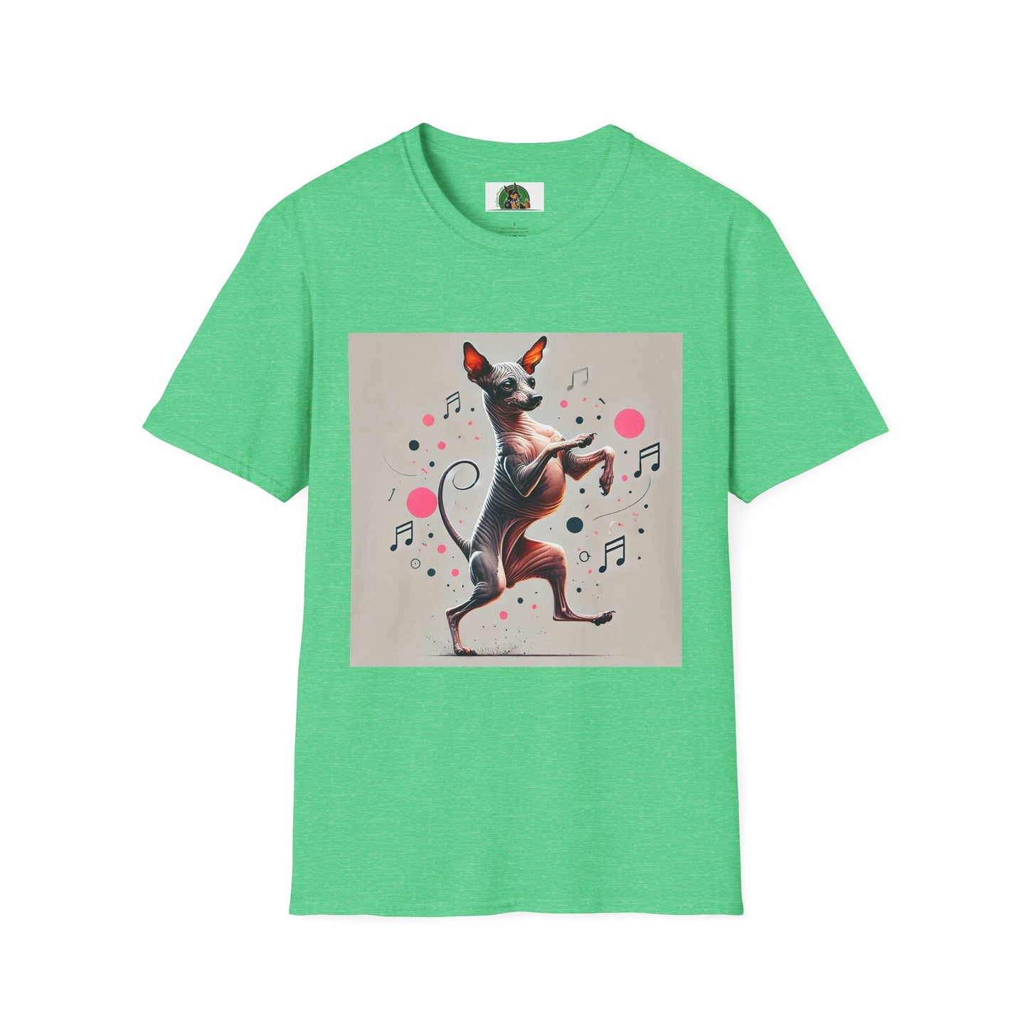 Mexican Hairless Dancing Dog T-Shirt T-Shirt Printify S Heather Irish Green