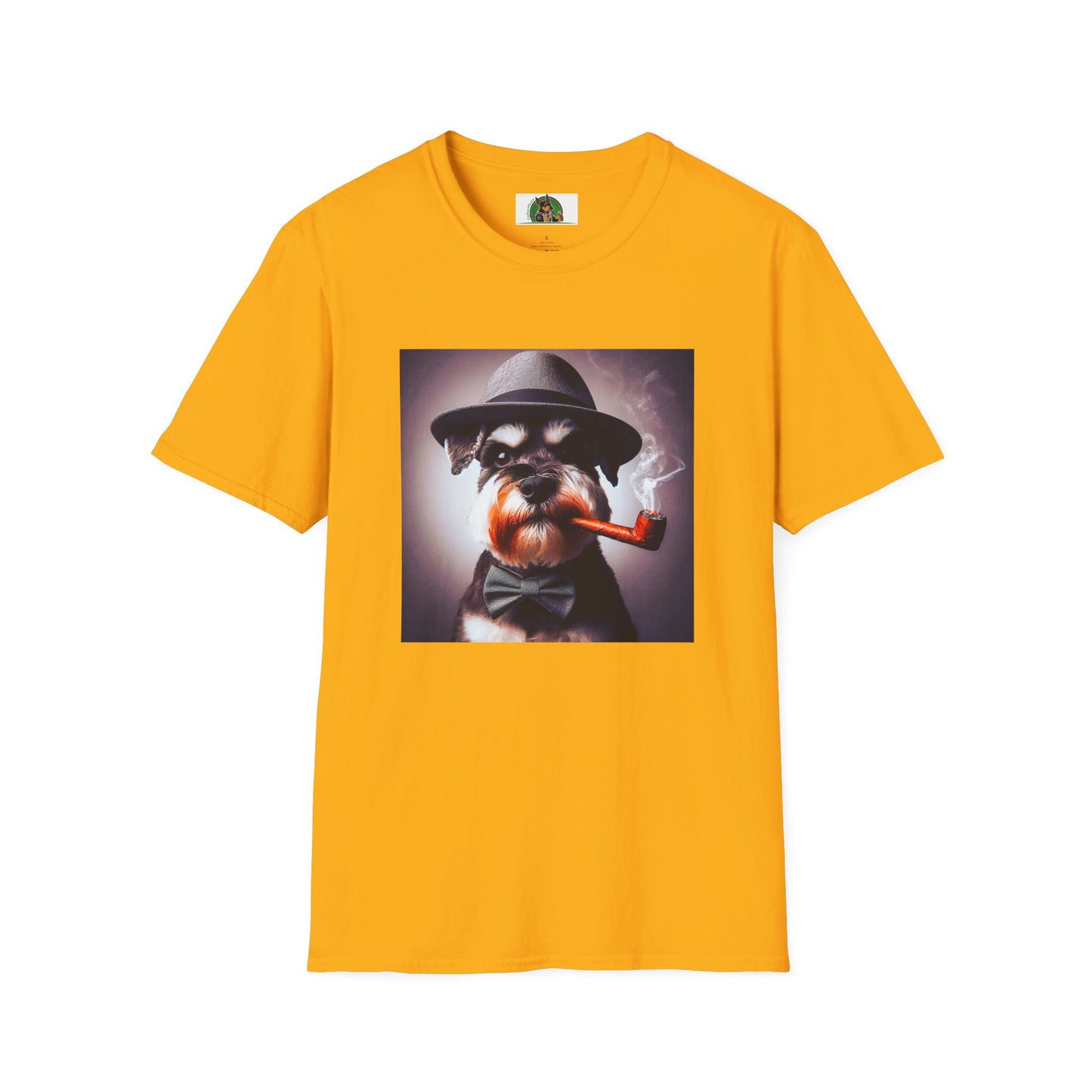 Miniature Schnauzer cigar smoking shirt T-Shirt Printify S Gold