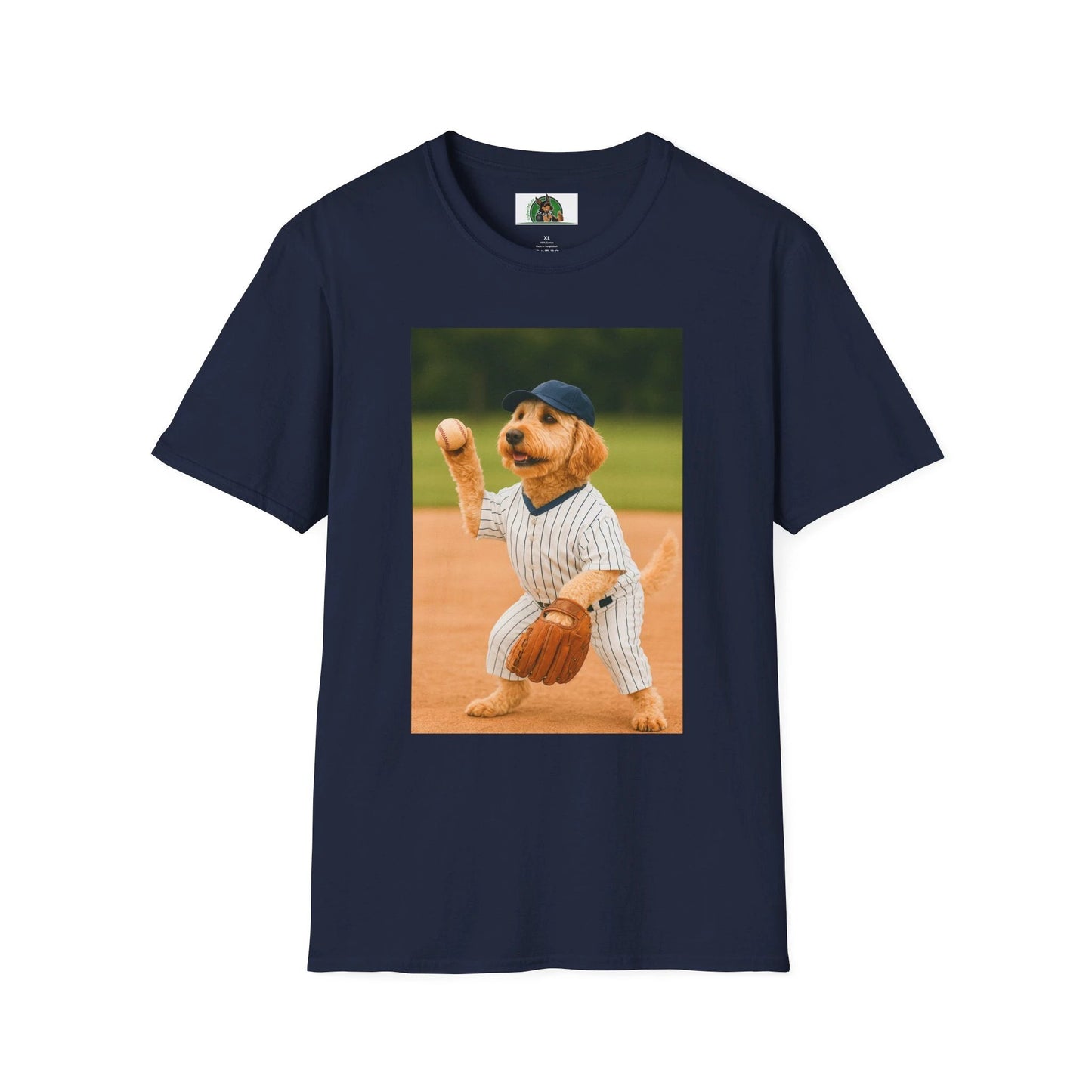 Sports Golden doodle Playing Baseball T-Shirt T-Shirt Printify Navy S