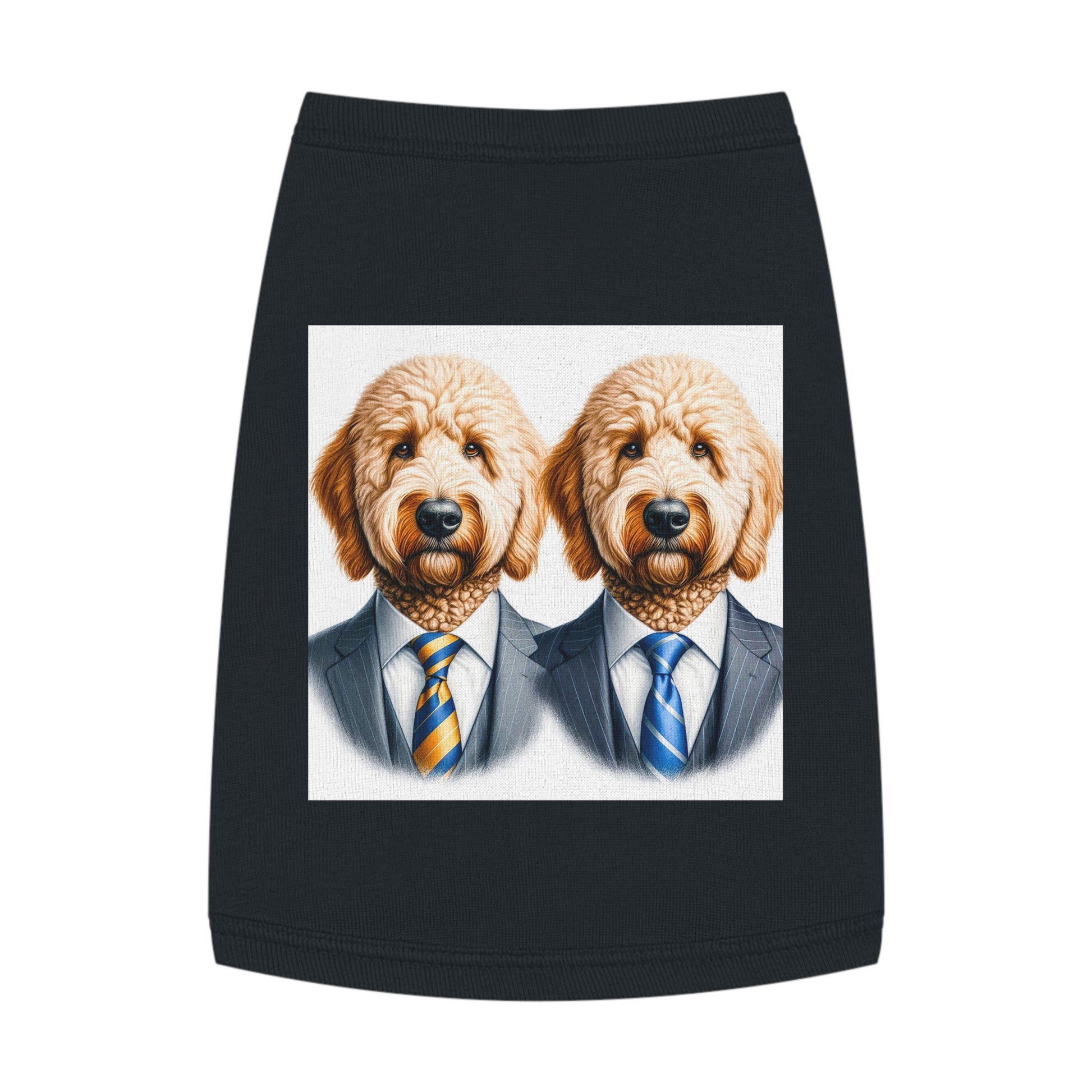 Pet Tank Golden Doodle serious business man r shirt Pets Printify M Black