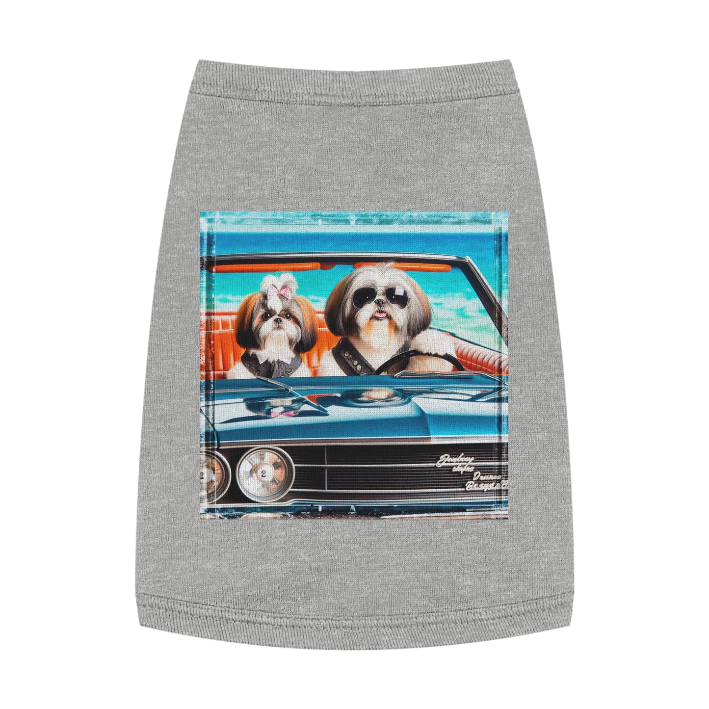 Pet Tank Top Shih Tzu frirbfs Driving Pets Printify M Heather