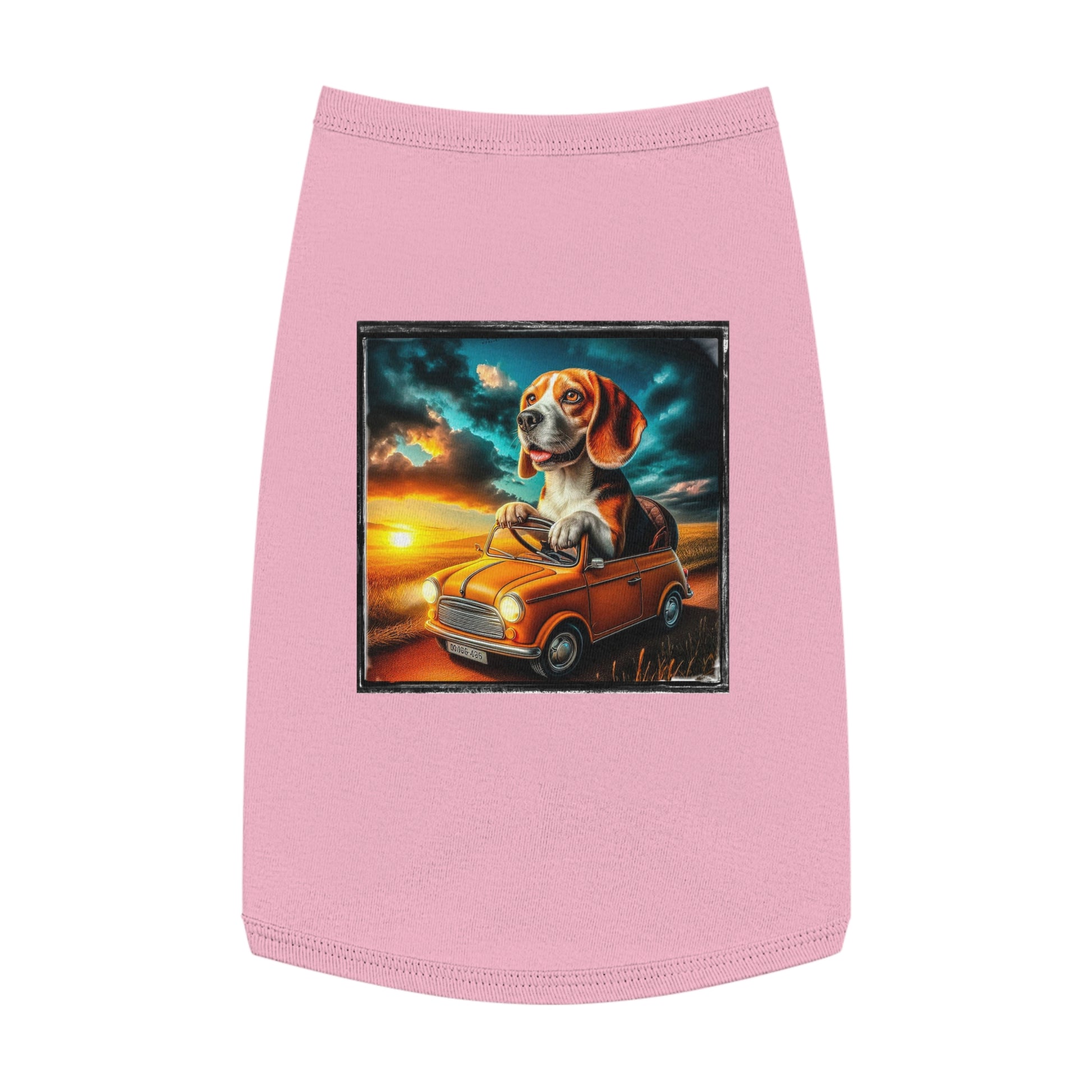 Pet Tank Top Wacky Beagle Dog Driving Tiny Car Pets Printify   