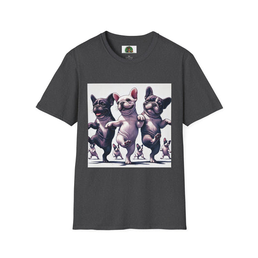 French Bulldogs Dancing Unisex T-Shirt T-Shirt Printify XS Dark Heather