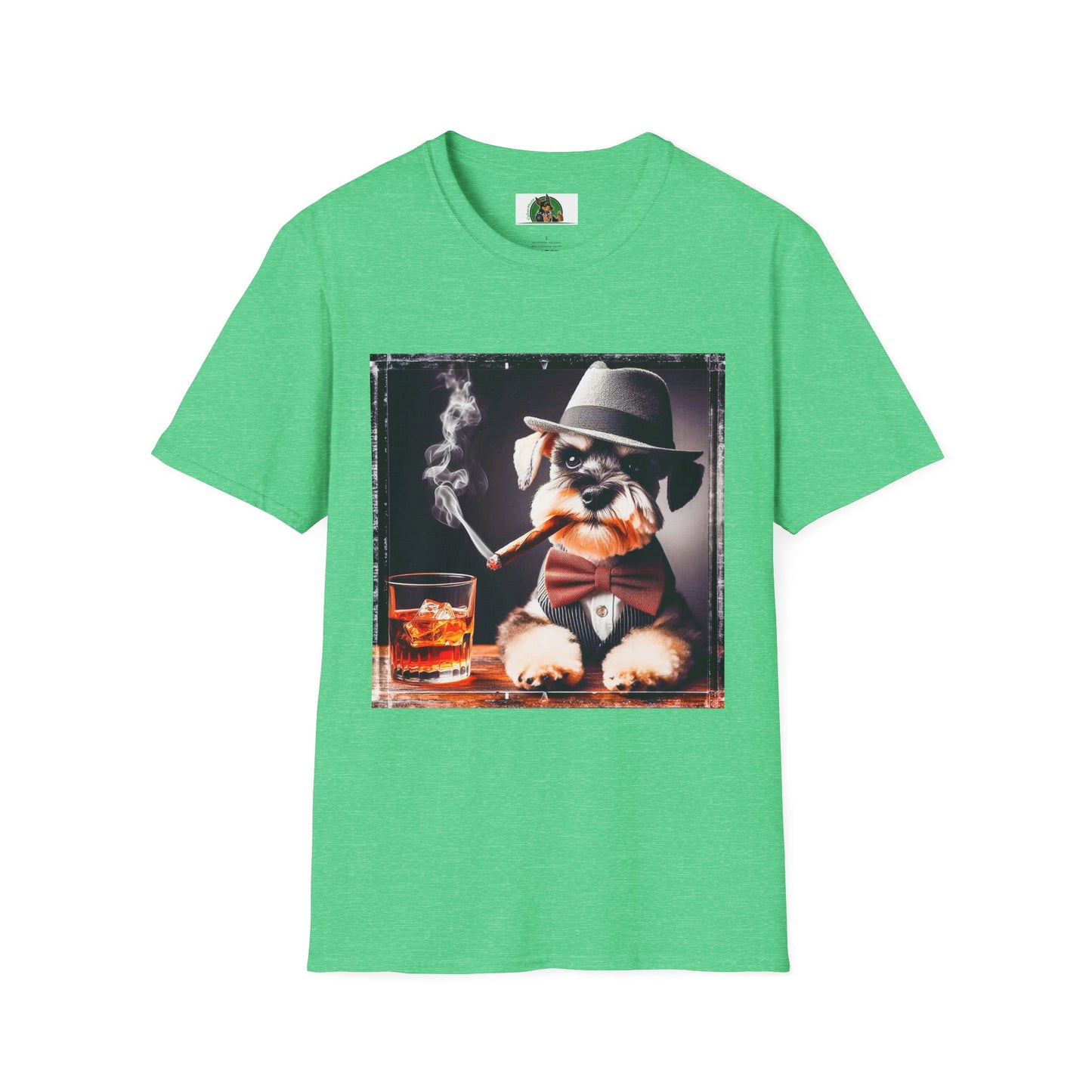 Schnauzer T-Shirt with Miniature Schnauzer Design T-Shirt Printify S Heather Irish Green 