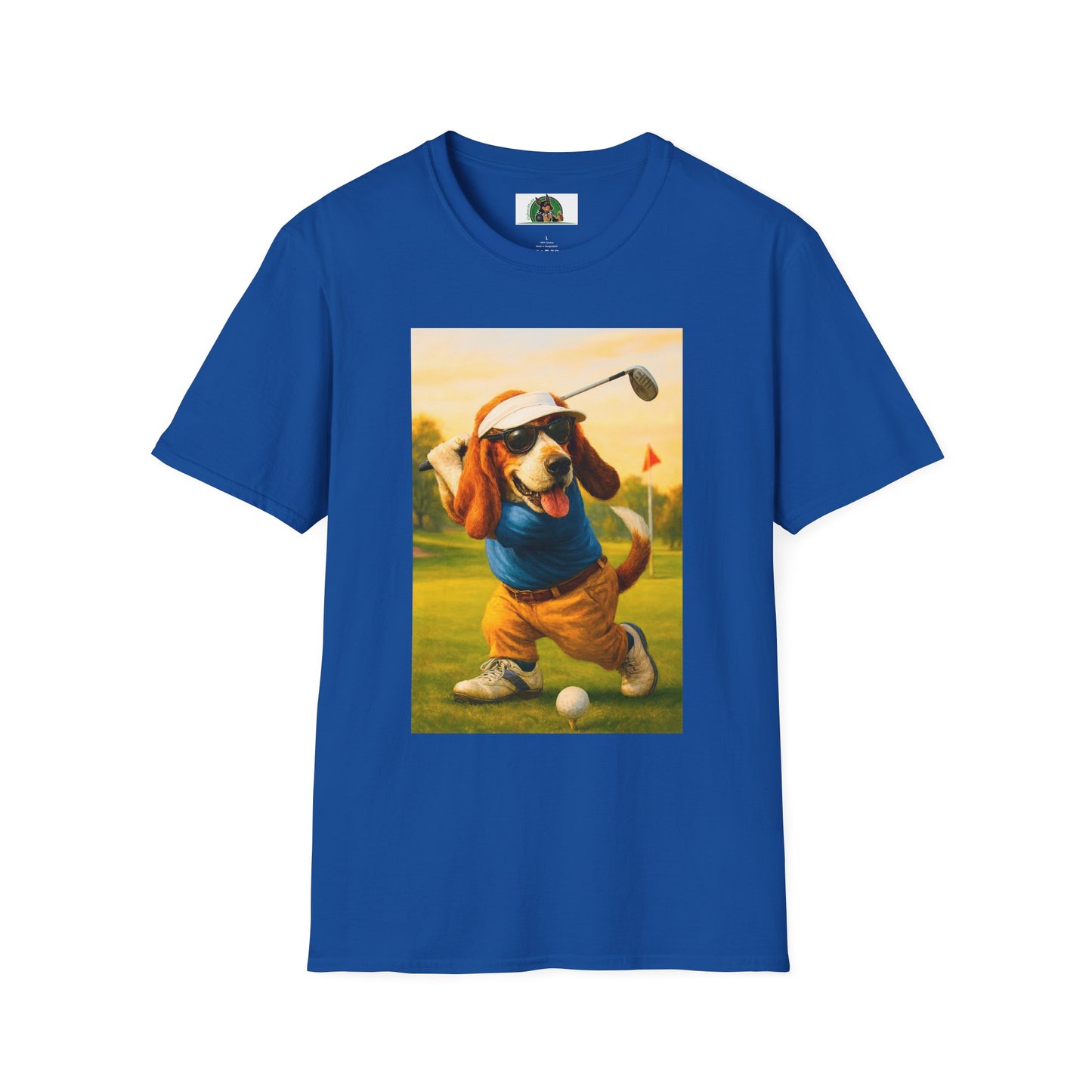 Sports Bassett Hound Dog Golf Unisex T-Shirt T-Shirt Printify Royal XS