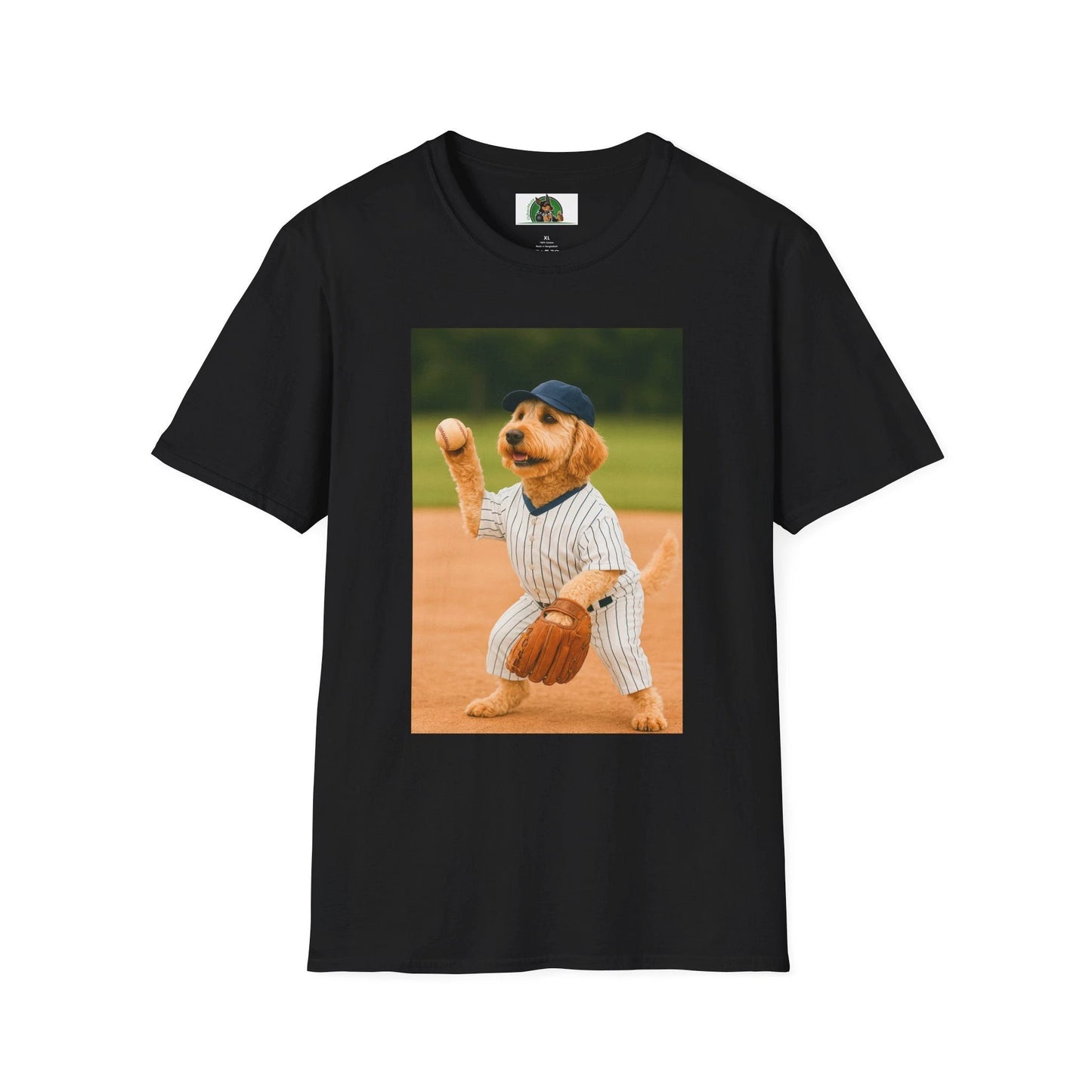 Sports Golden doodle Playing Baseball T-Shirt T-Shirt Printify Black S