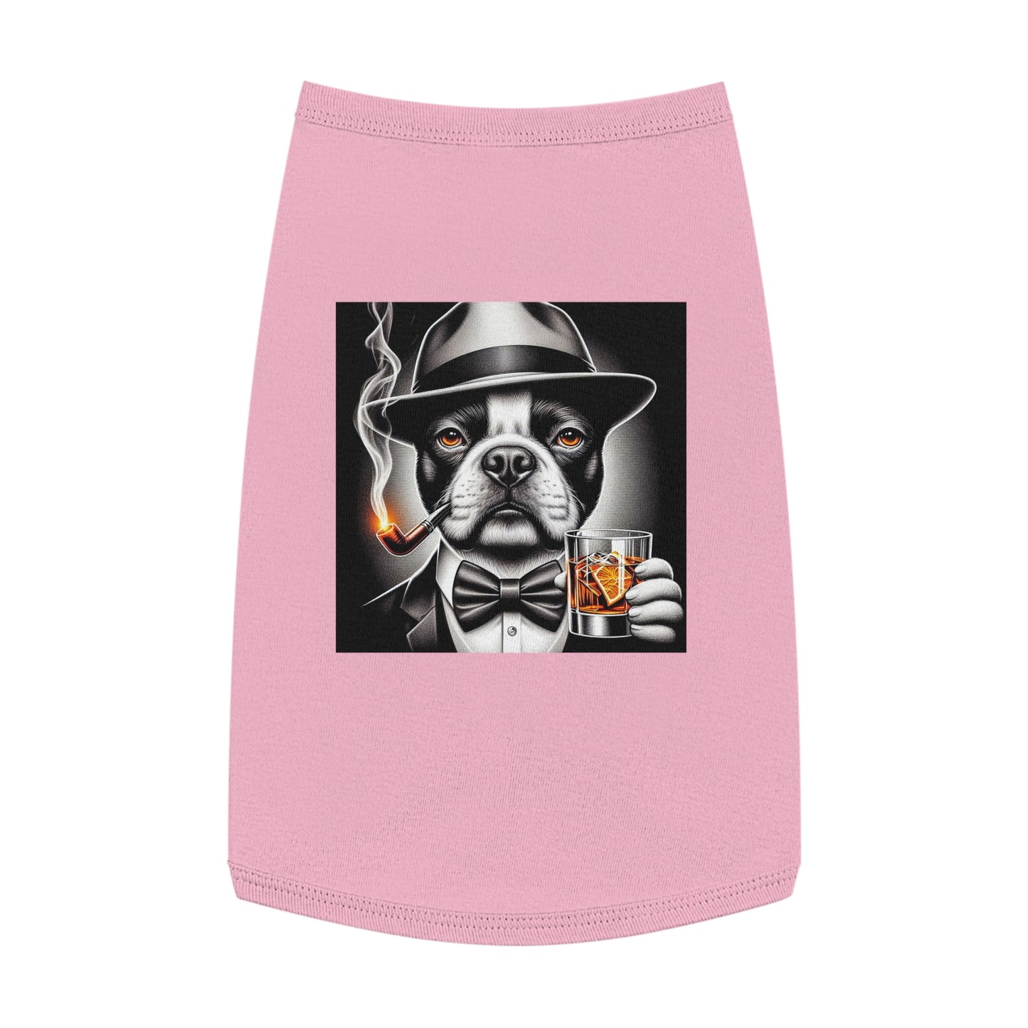 Pet Tank Top Boston Terrier Smoking Pipe Pets Printify L Pink 