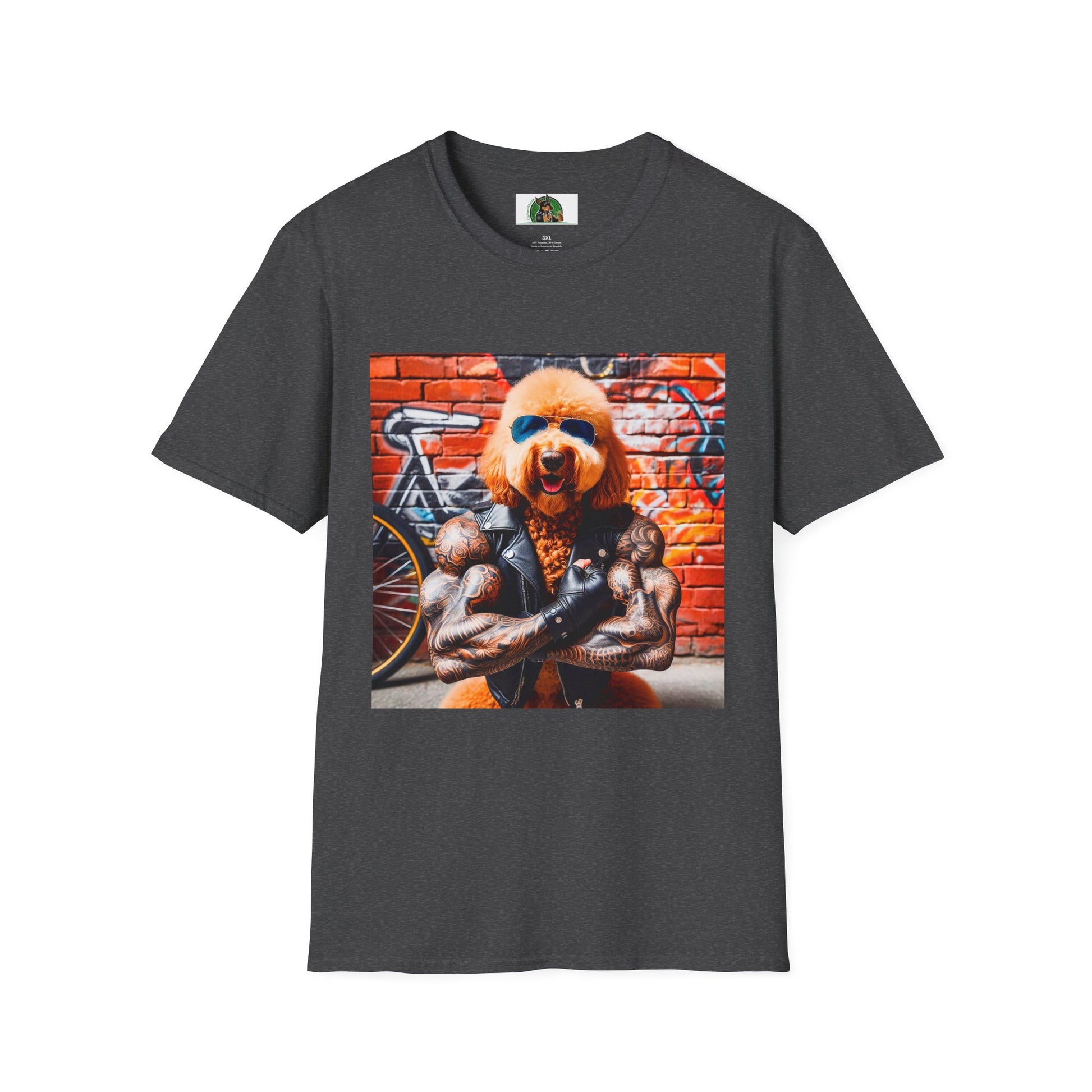 Golden Doodle tough guy muscles t shirt T-Shirt Printify XS Dark Heather