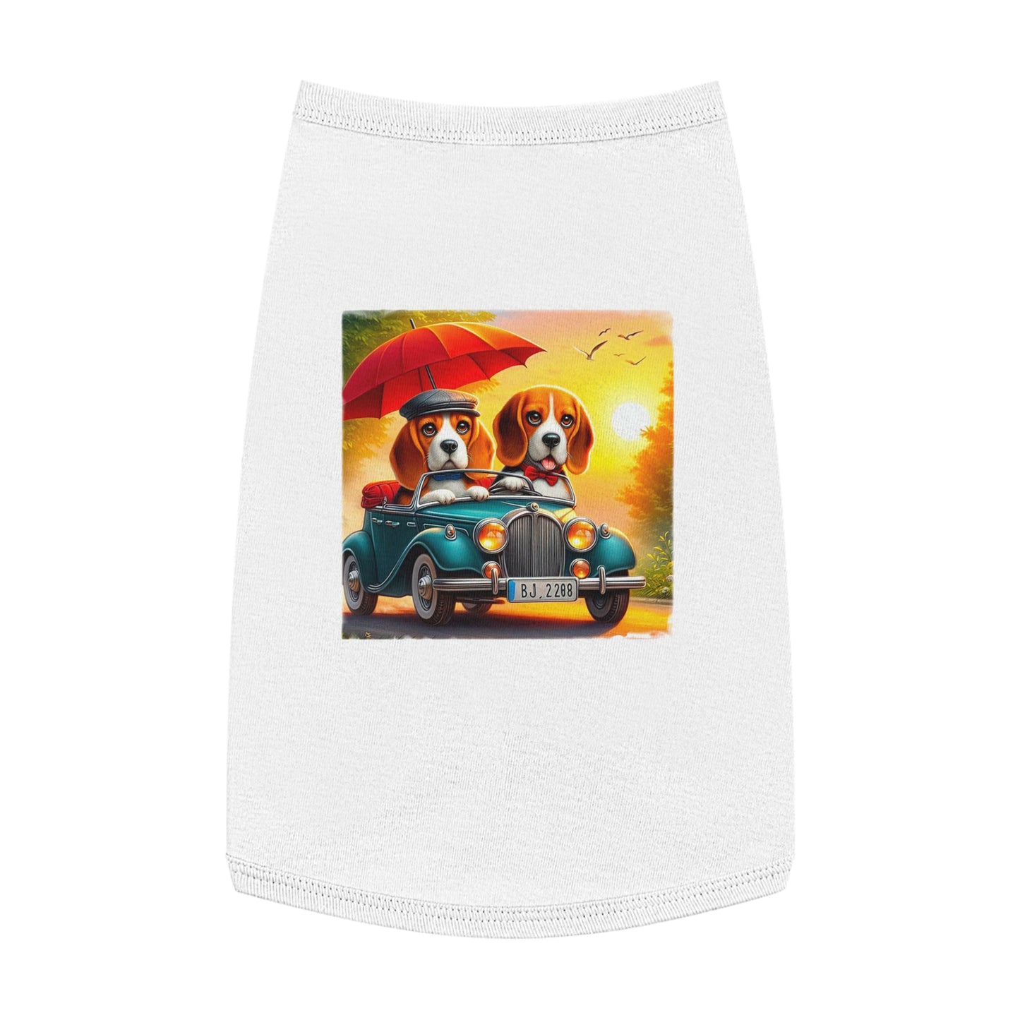 Pet Tank Top Wacky Beagle Dogs In Tiny Car Pets Printify L White 