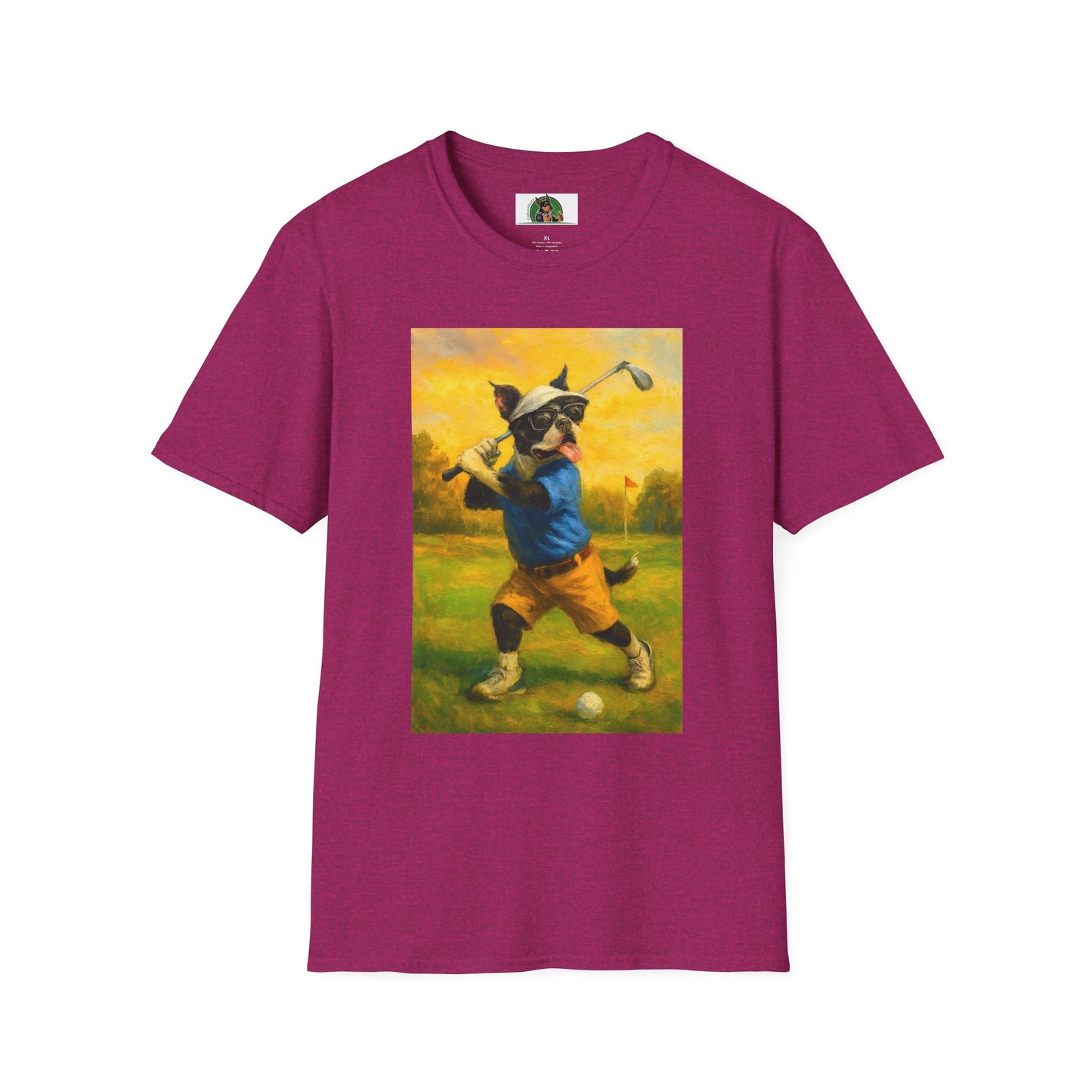 Sports Boston Terrier Golf T-Shirt T-Shirt Printify Antique Heliconia S